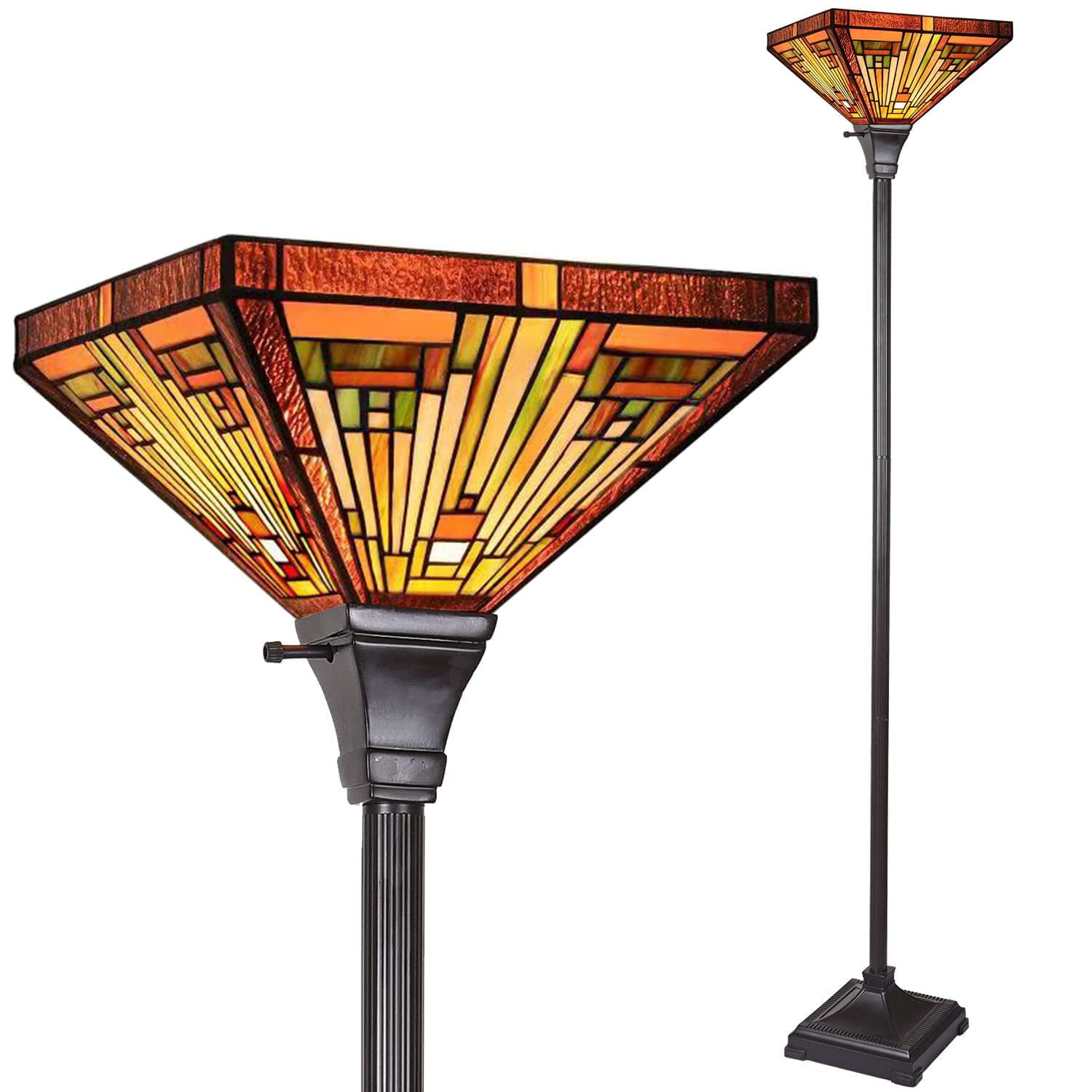 Vinplus Tiffany Style Floor Lamp Torchiere Uplight (Multicolor, 70 in) wevov