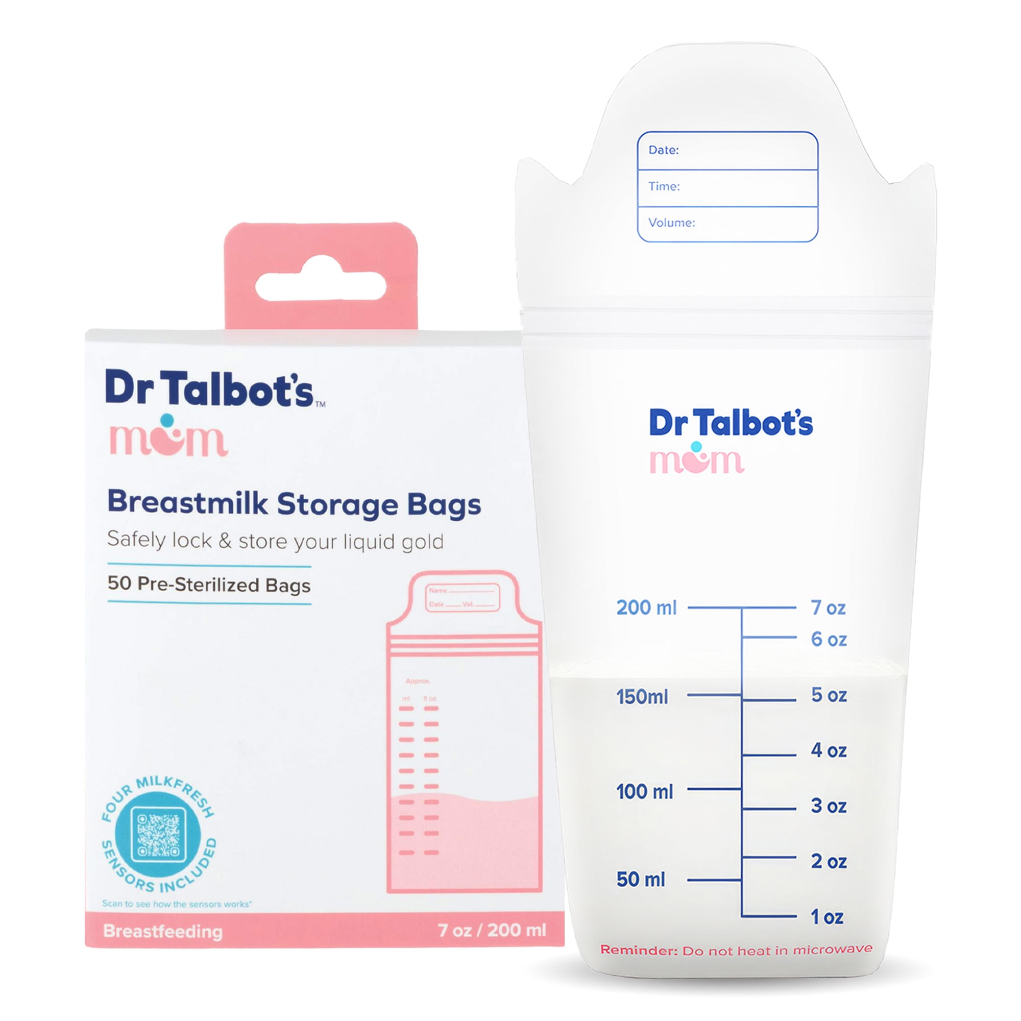 Dr. Talbot's Mom Breastmilk Storage Bags with MilkFresh Sensors (50 Count) 8kzzk