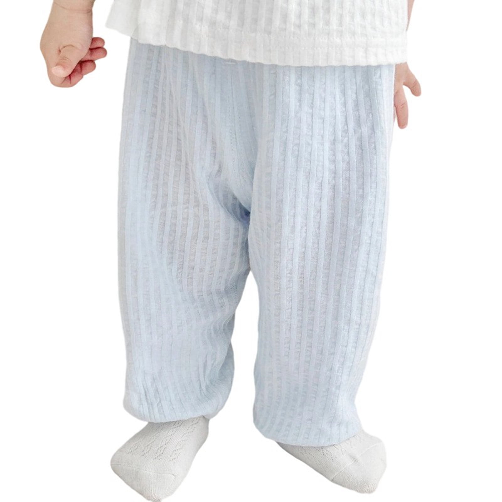 SONXAHE Toddler Boys Girls Summer Cotton Pants Loose Breathable Casual Trousers (Blue, 3M-3Y) 01404
