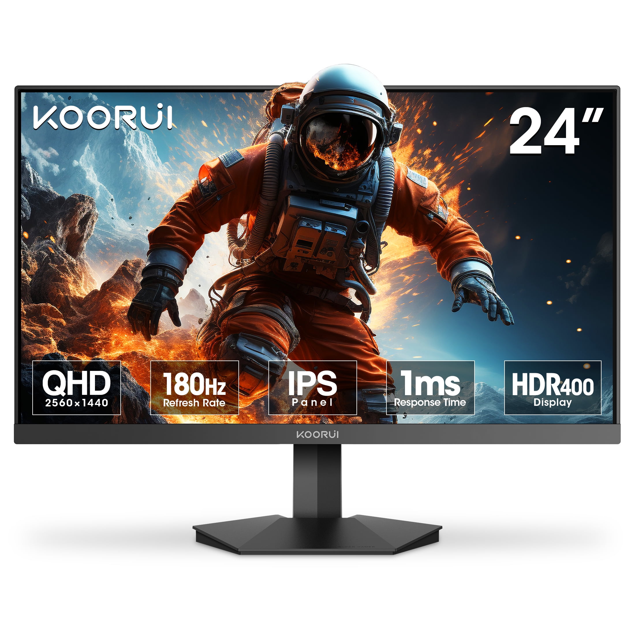 KOORUI 24-inch QHD Gaming Monitor, 1440p 180Hz Computer Display with Eye-Care Technology (Black, 24 in) 4kzgr