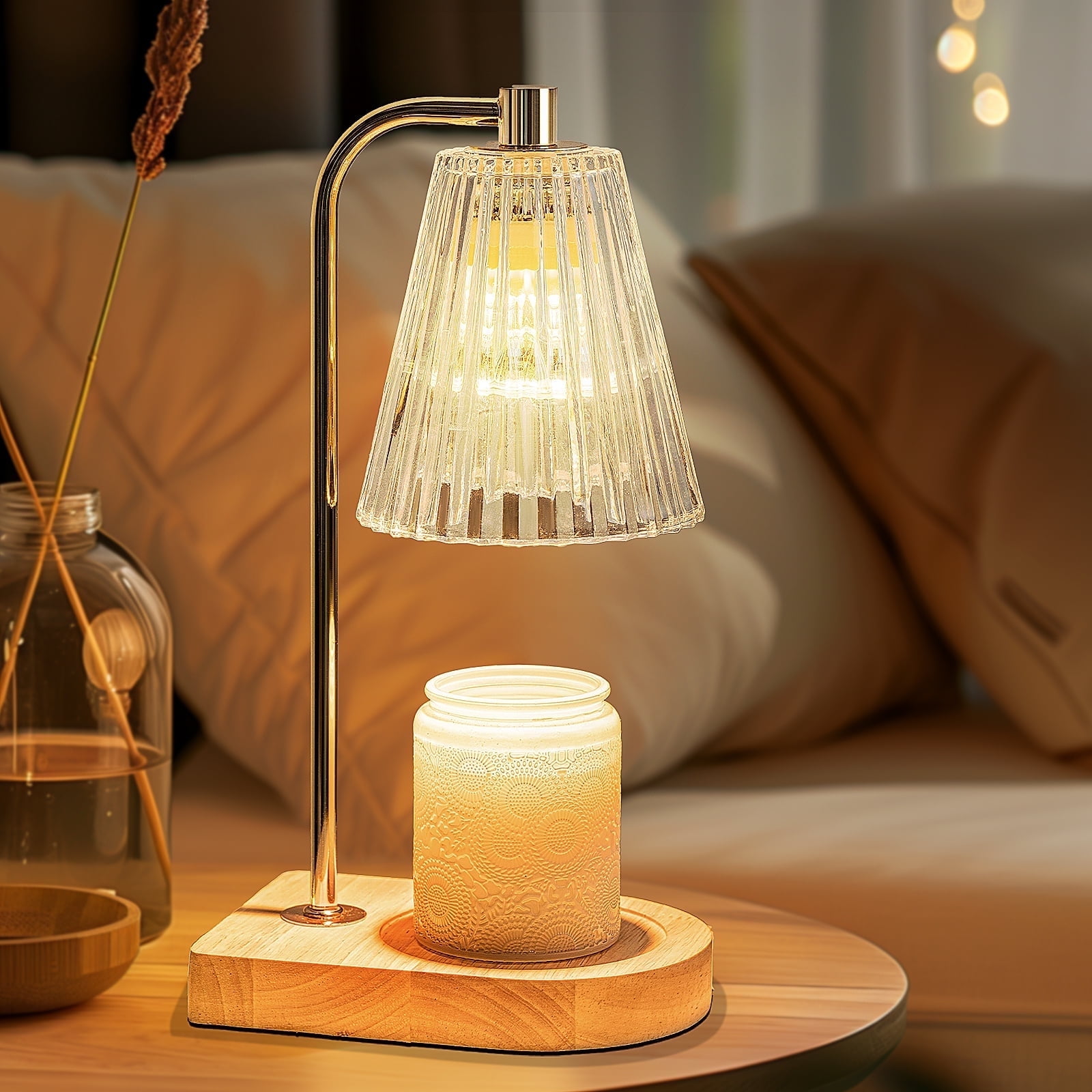 Marycele Candle Warmer Lamp for Jar Candles with Dimmable Timer (Gold, 1 Lamp with 2 Bulbs) 6k4dd