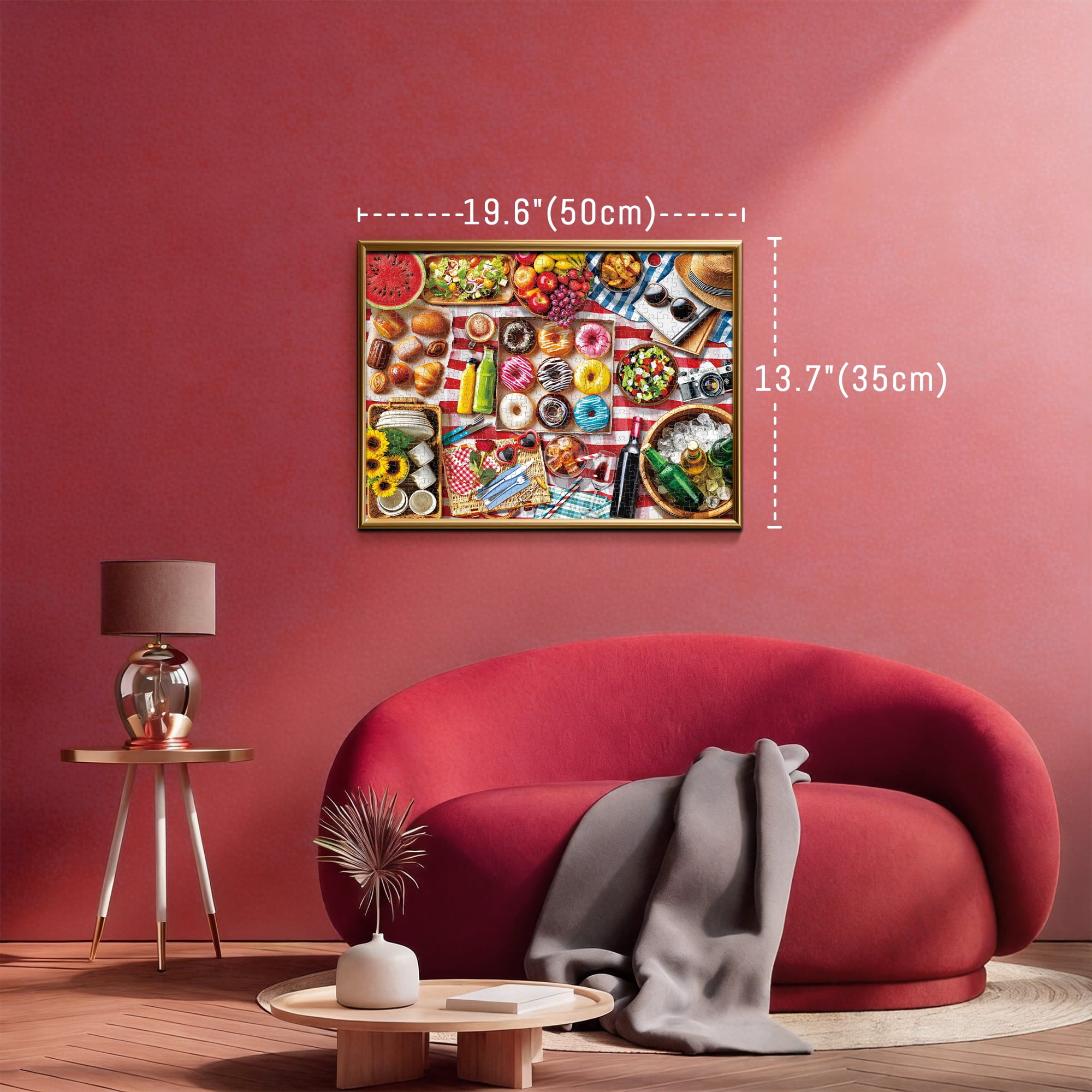 BenBen 500 Piece Jigsaw Puzzle for Adults, Picnic Party Time Landscape Art (19.6 in x 13.7 in) tbklt