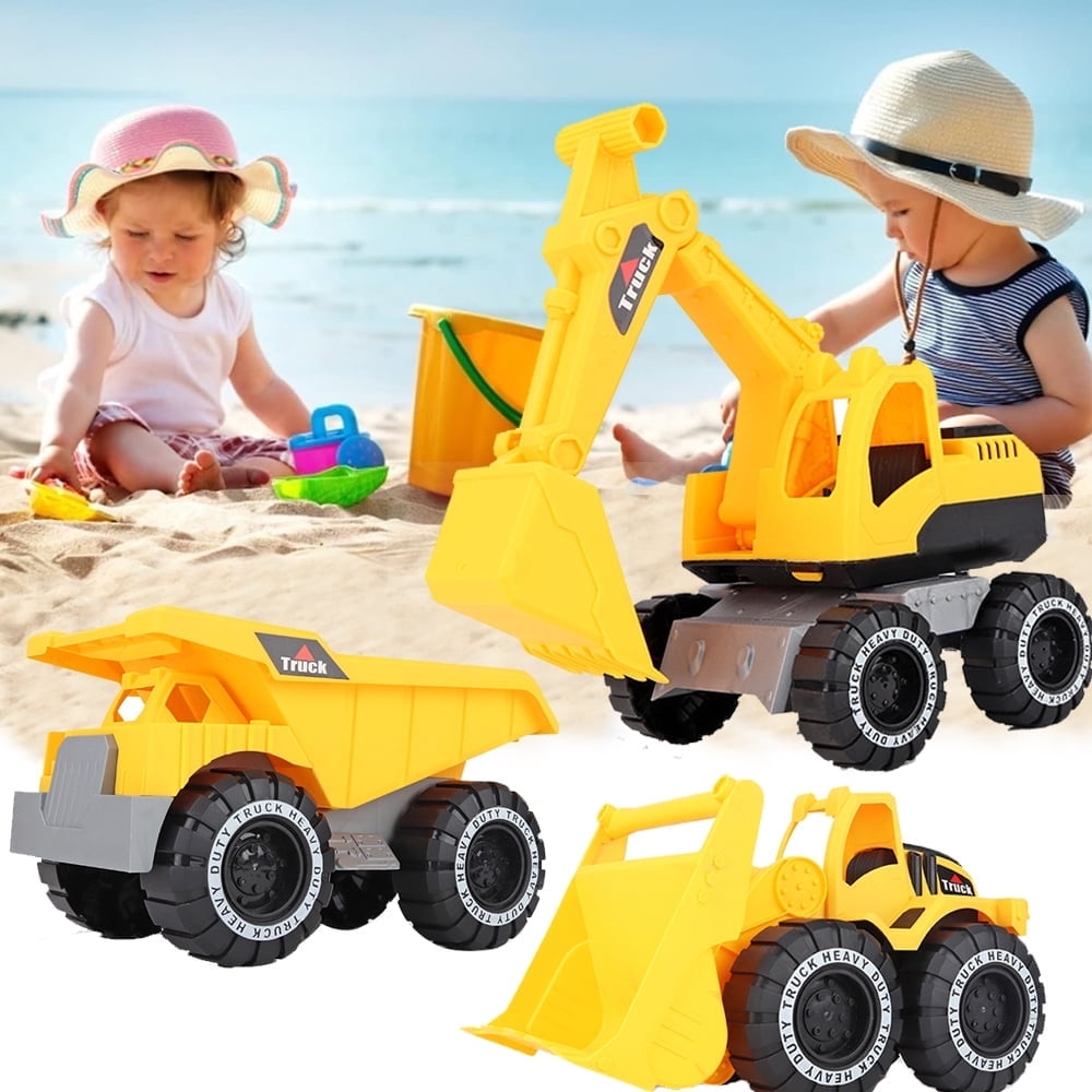 Facvoer Construction Vehicle Toy Set, Realistic Excavator, Dump Truck, and Loader for Sandbox Play (Yellow, 3-Piece Set) tkc4l