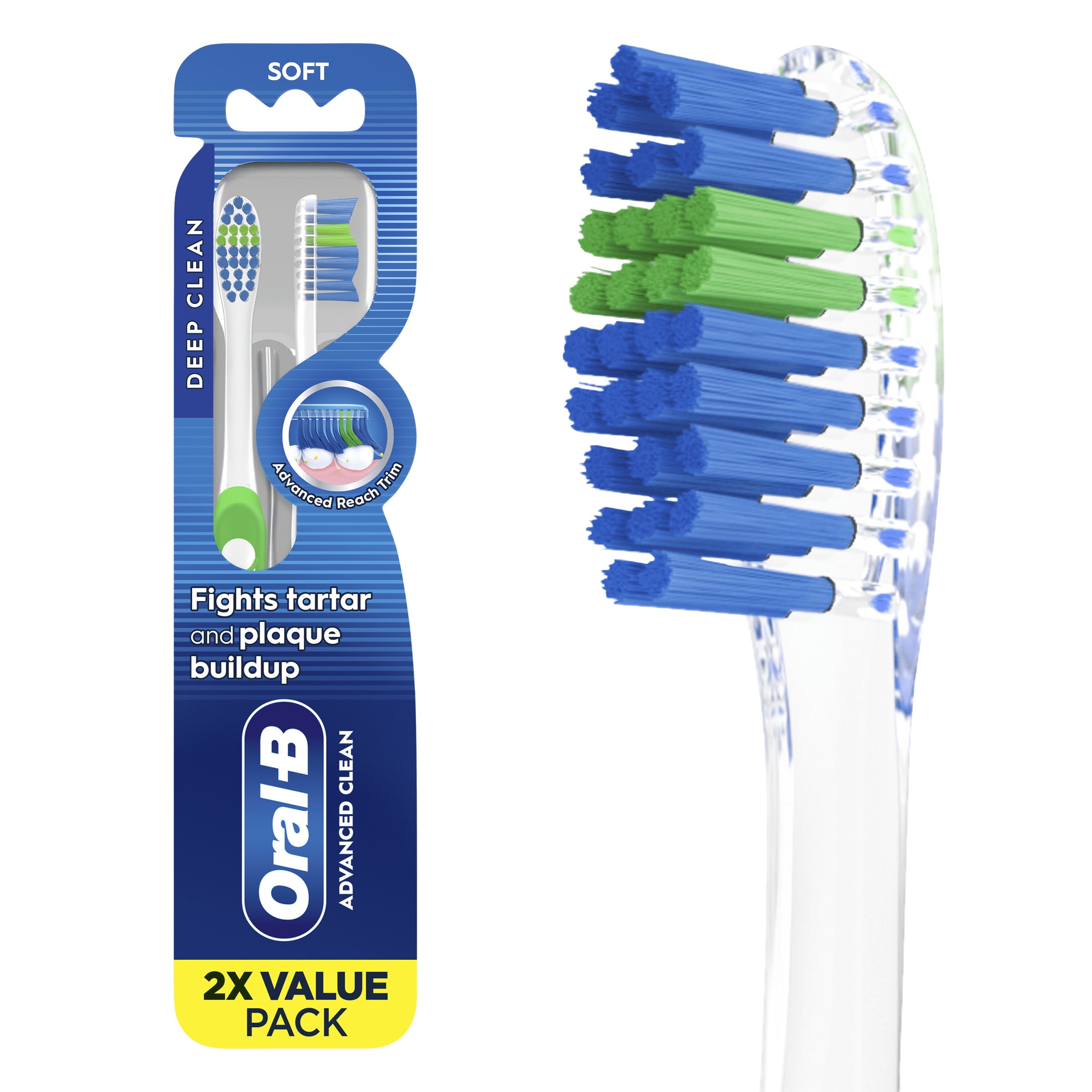 Oral-B Advanced Clean Soft Toothbrush with Indicator Bristles (2 Count) 2oigh