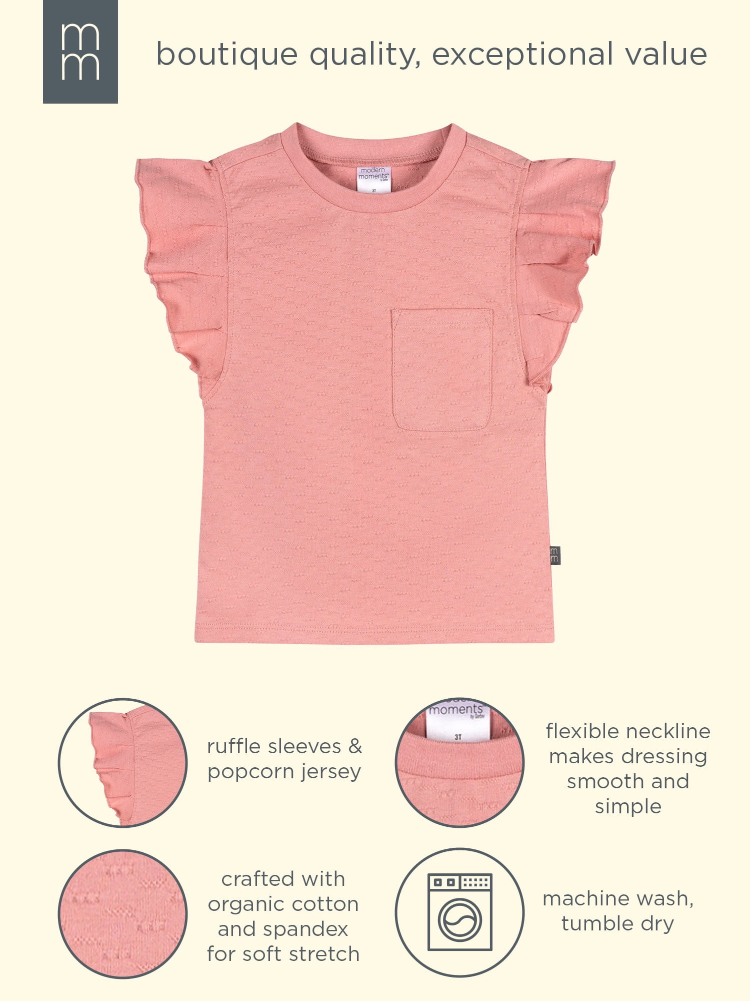 Modern Moments by Gerber Toddler Girl Organic Cotton Top and Short Outfit Set (Blue, 4-Piece) 56frj