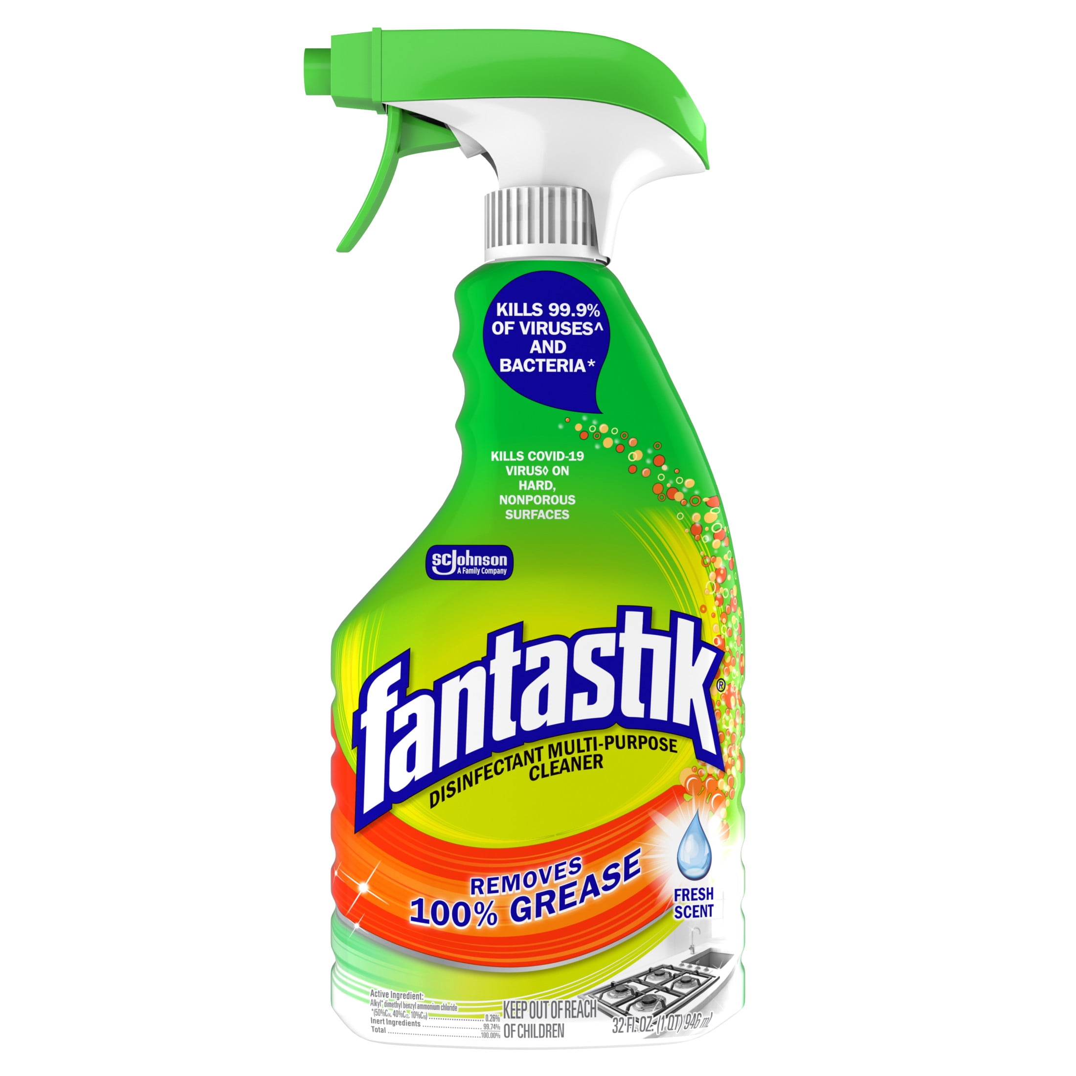 Fantastik All-Purpose Disinfectant Cleaner for Kitchen and Appliances (Fresh Scent, 32 oz) 71npa