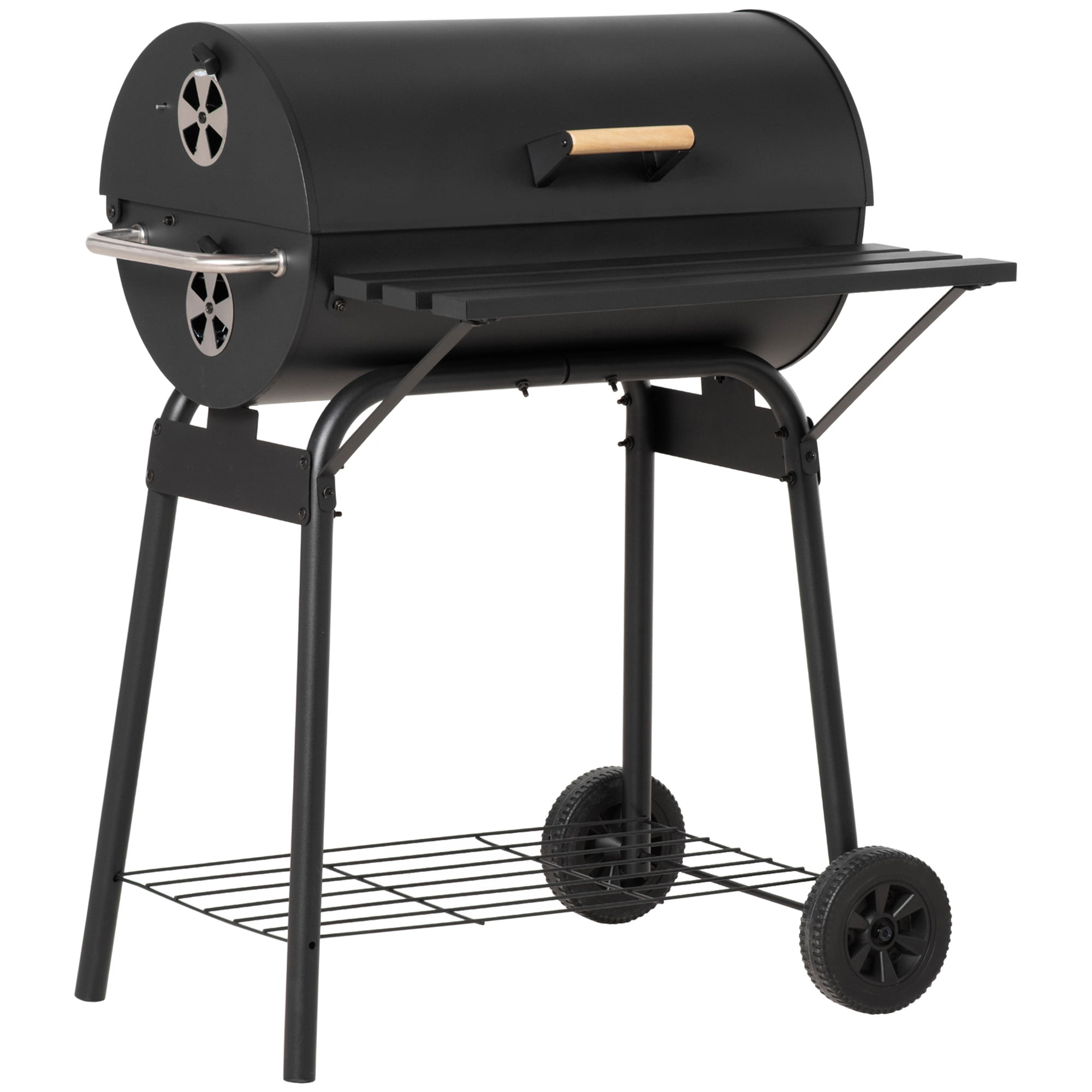 Outsunny Steel Portable Backyard Charcoal BBQ Grill and Offset Smoker Combo (Black, 30.75 in x 29 in x 40.75 in) s1gzl