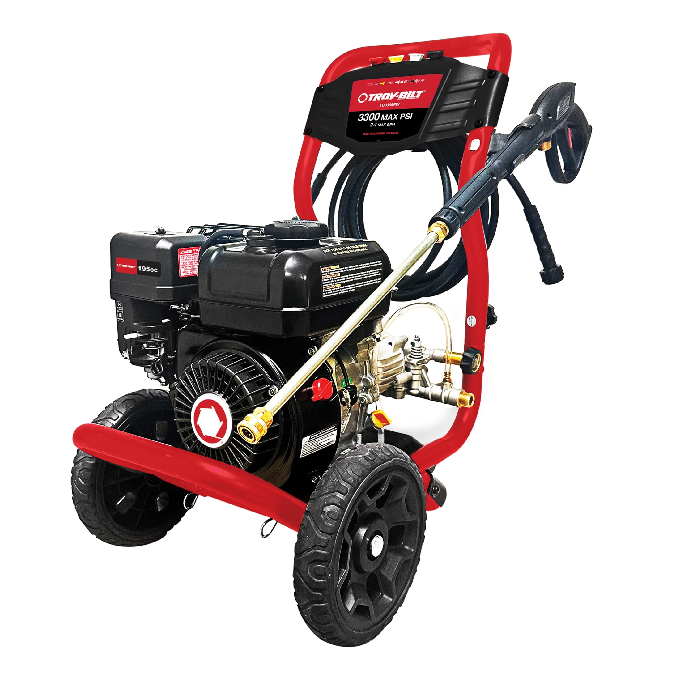 Troy-Bilt 3300 PSI 2.4 GPM Gas Pressure Washer with Axial Cam Pump and 4 Nozzles (1 EA) eieu3