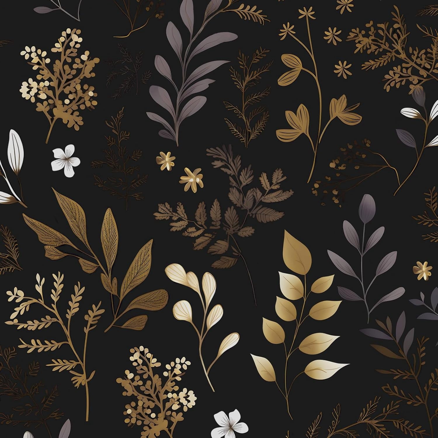 Usachibb Vintage Floral Peel and Stick Wallpaper Boho Contact Paper for Furniture and Home Decor (Black, 17.5 in x 78.5 in) cnf5i