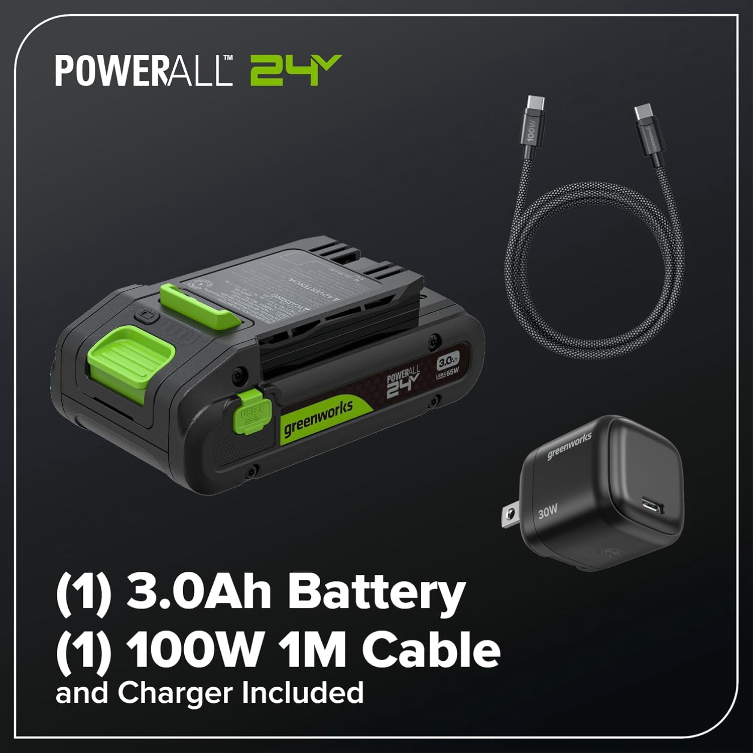 Greenworks 24V Brushless Compact Leaf Blower, High-Performance Yard Cleanup Tool (Green, 3.0Ah Battery and GaN Charger Included) oviqn