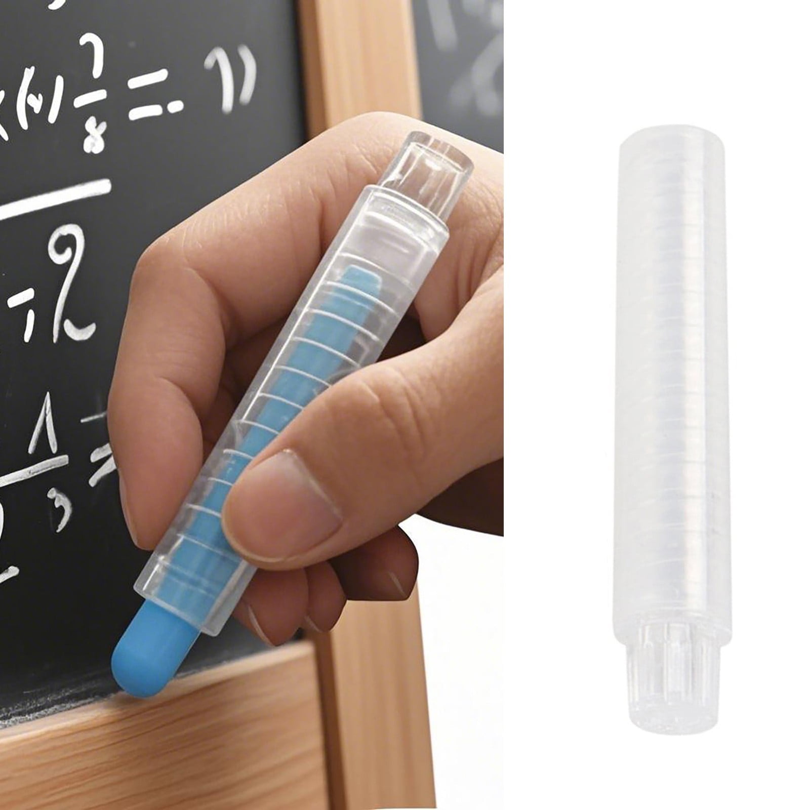 EJSYWBSS Adjustable Chalk Holder, Plastic Chalk Clip for Sidewalk and Workshop Marking (Clear, 3.54 x 0.59 in) 1xep1