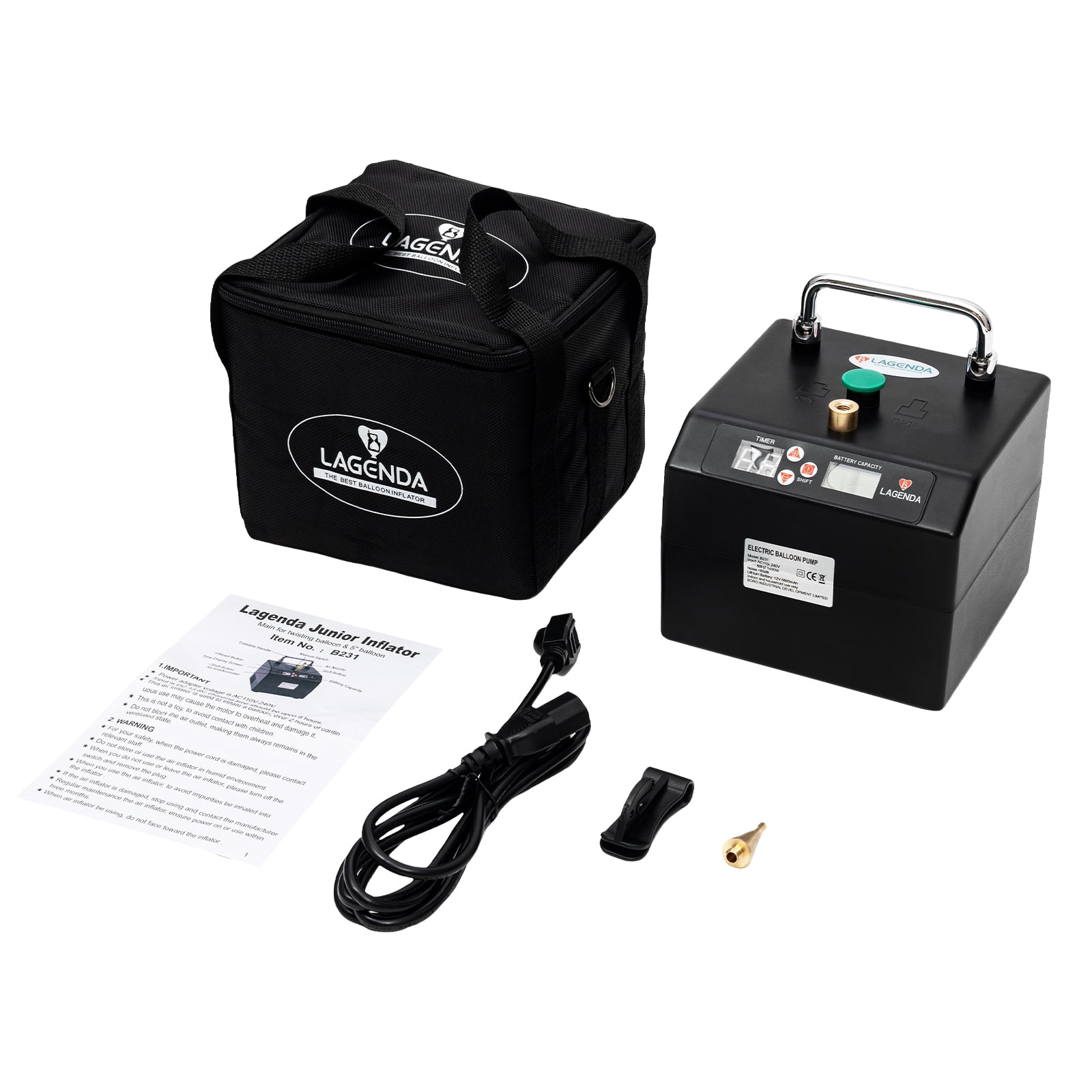 Lagenda Electric Balloon Pump Inflator (120W, Black, 6.3 x 5.9 x 5.1 in) oryf9
