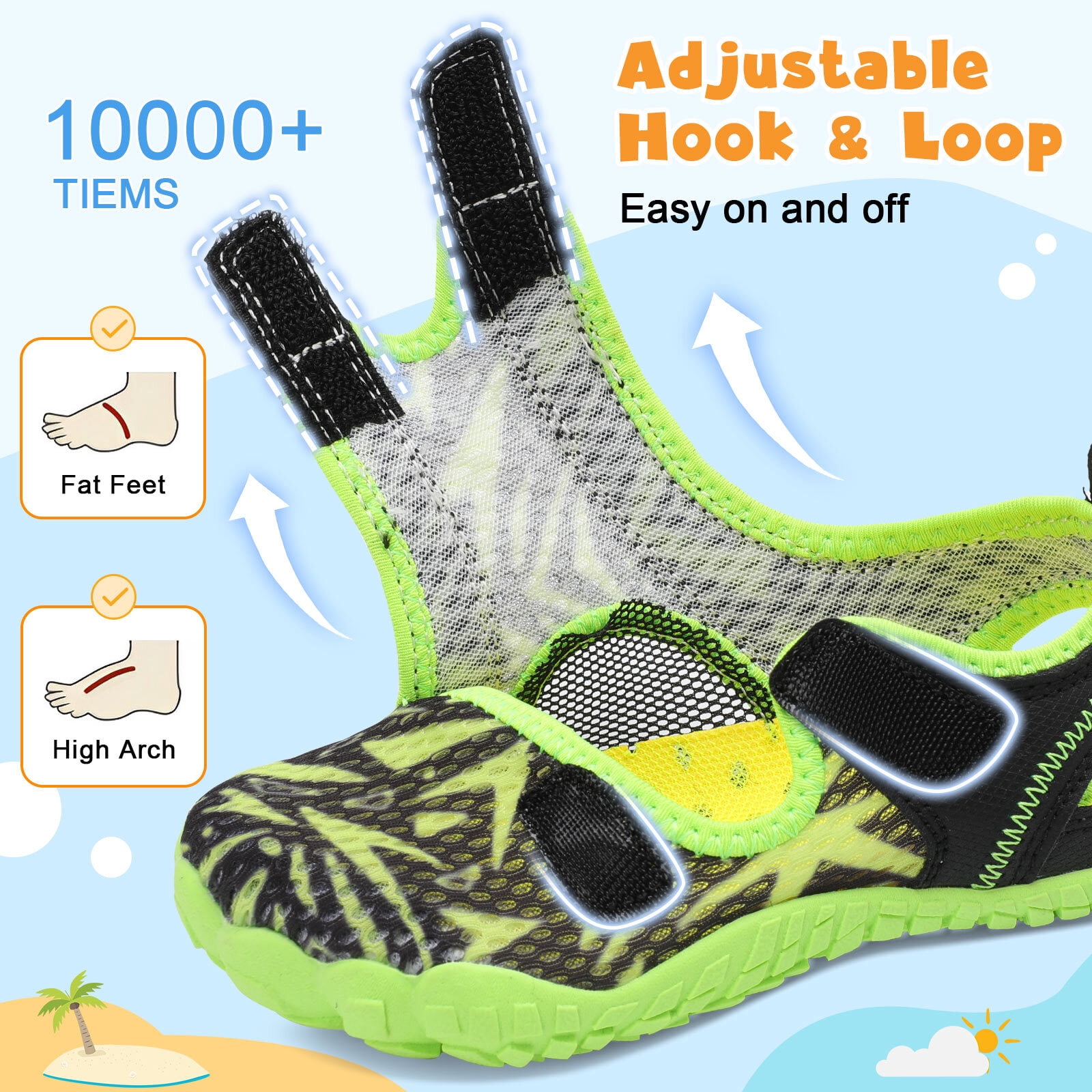 Barerun Kids Wide Toe Sandals Breathable Quick-Dry Water Shoes (Black, 13 Little Kid) qslqu