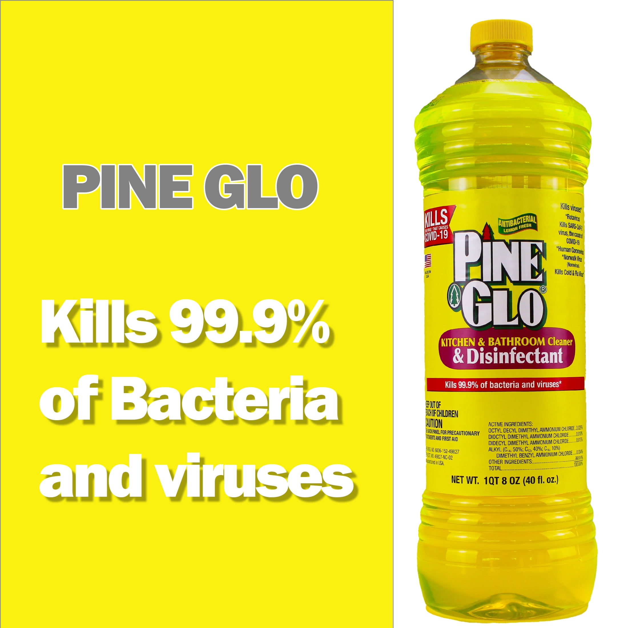 Pine Glo Kitchen & Bath Household Cleaner, Lemon Scented Multi-Surface Disinfectant (40 oz) tqqef