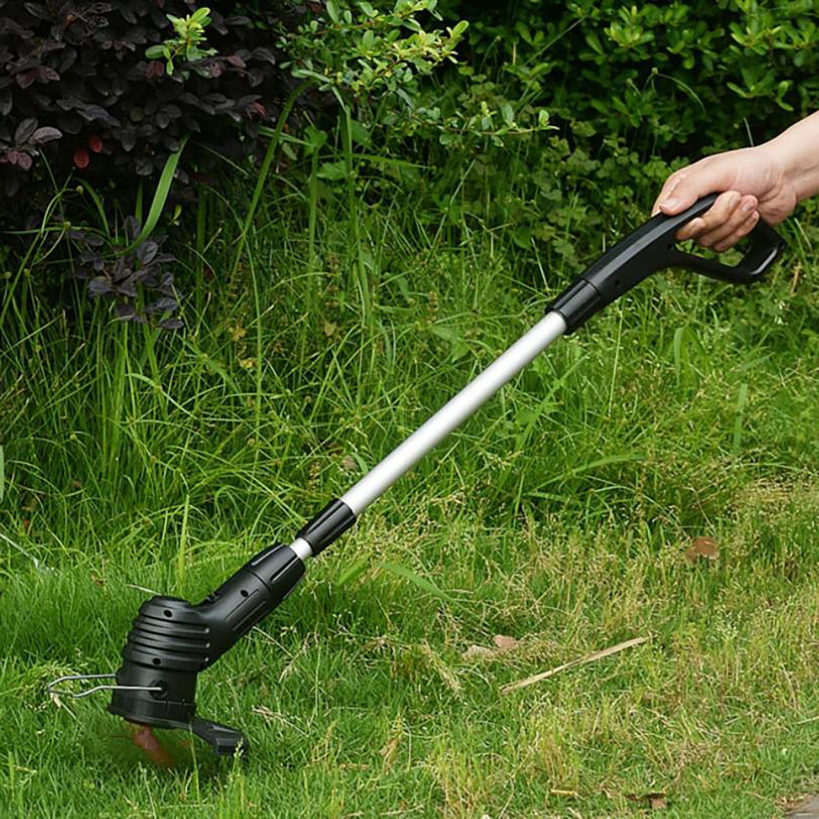 LINMOUA Cordless String Trimmer and Edger, 2-in-1 Electric Lawn Weed Eater with Telescopic Shaft (Black, 8 in) 8ghm0