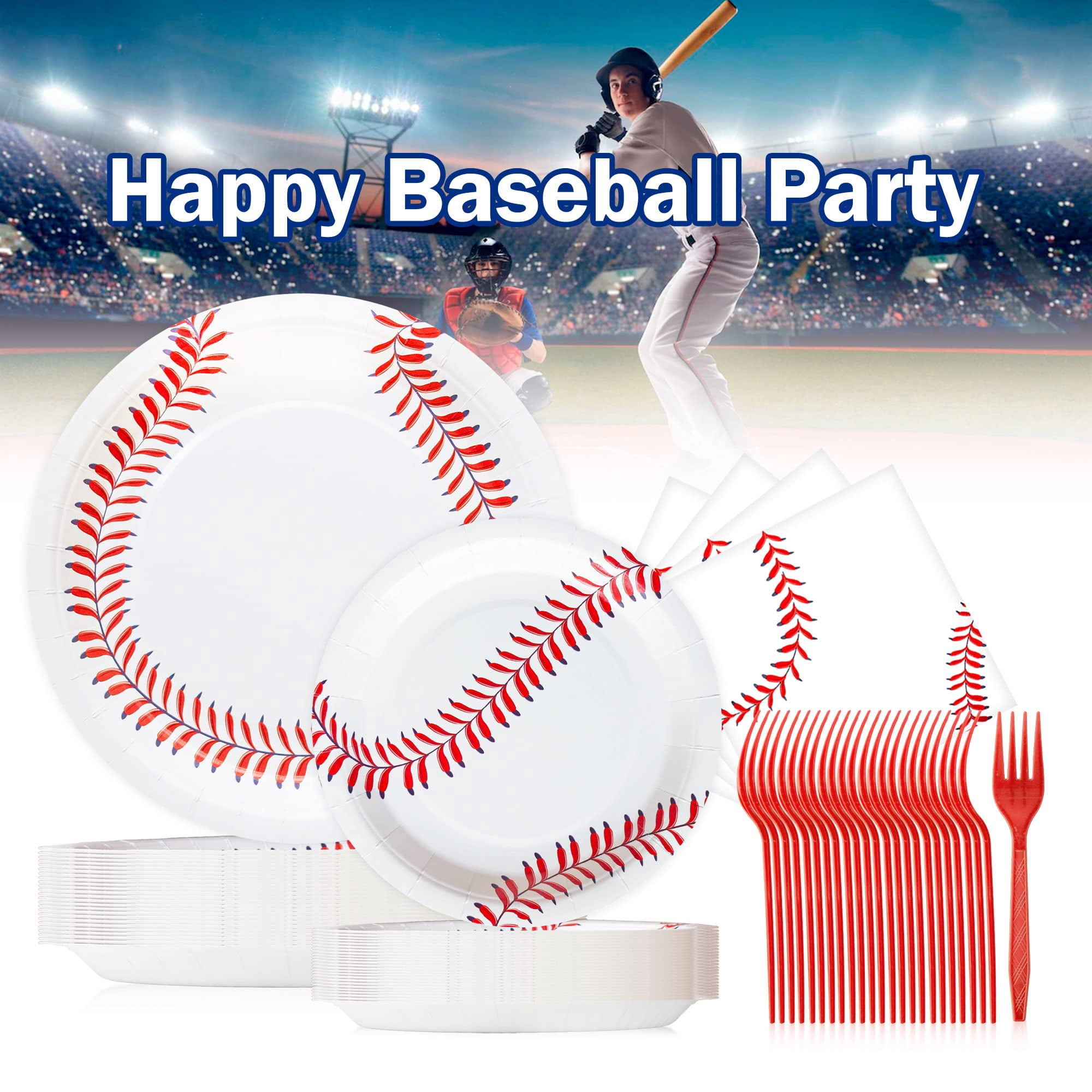 Jestar Baseball Theme Birthday Party Supplies Set (White, 96 Pieces) mx9jf