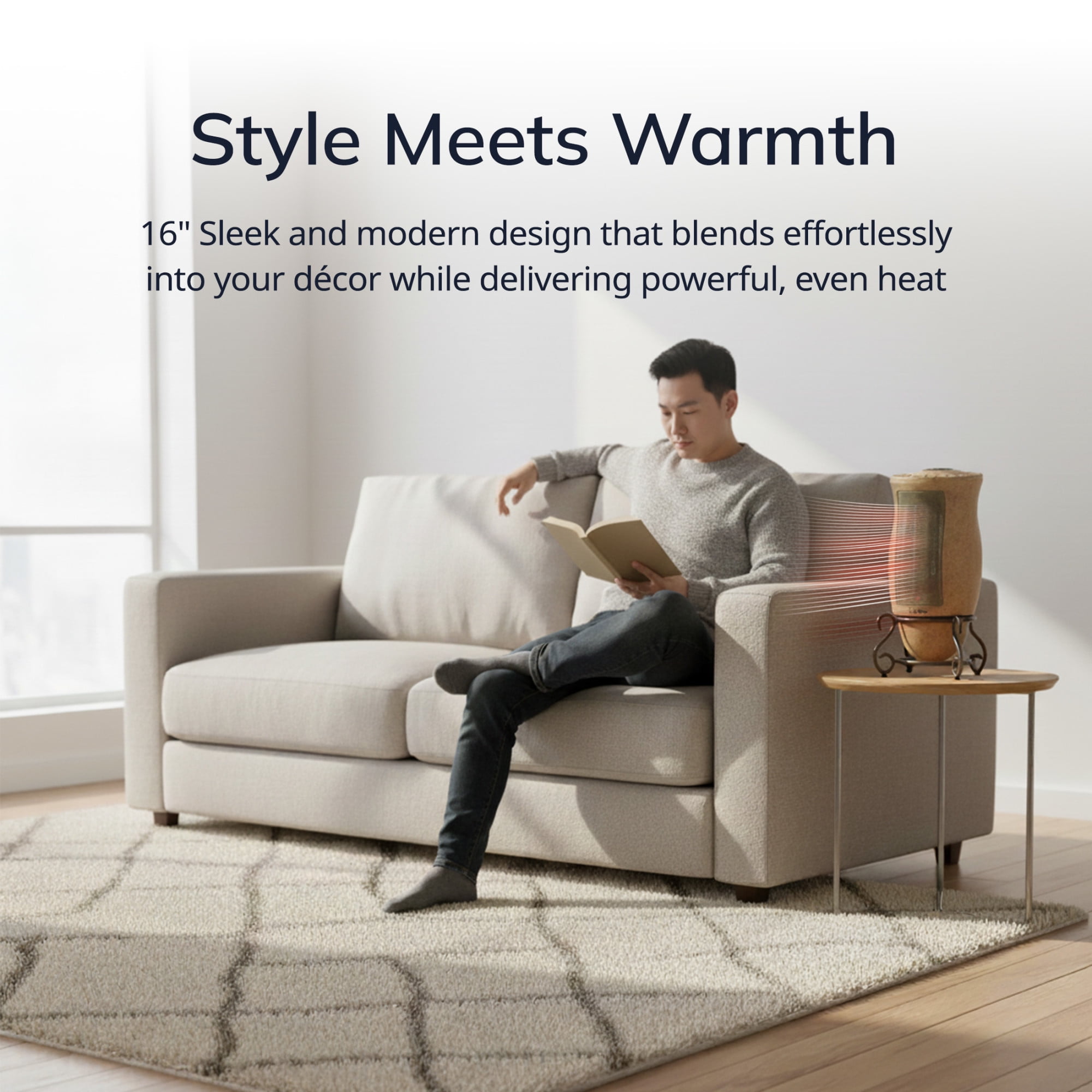 Lasko 16 in 1500W Designer Series Oscillating Ceramic Space Heater with Timer (Beige, 16 in) i9eyr