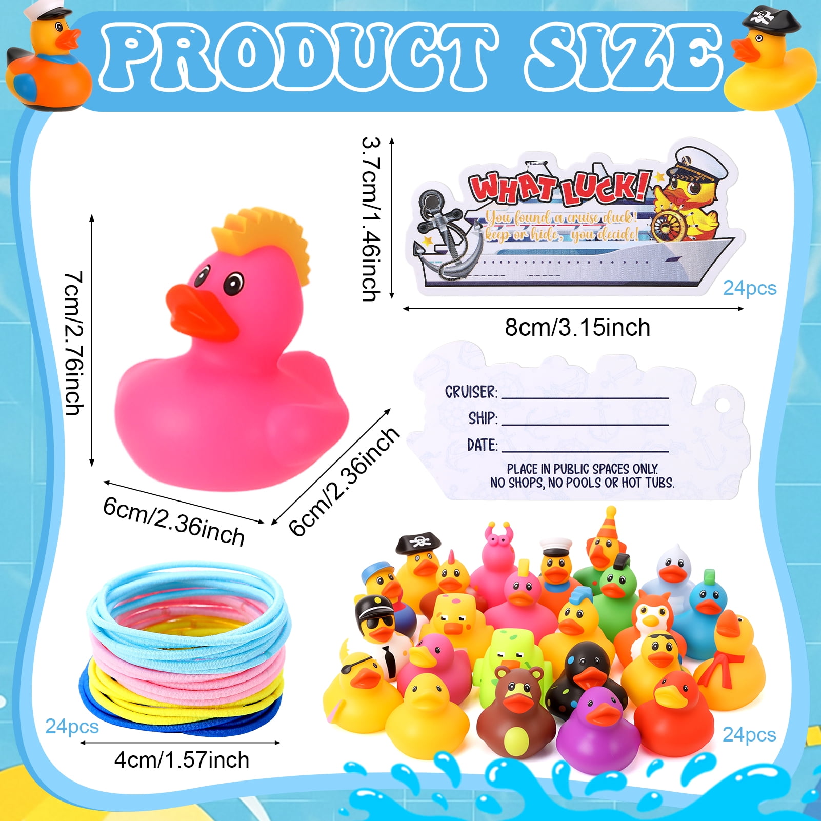 sixwipe Rubber Duck Bath Toy Set for Cruise and Jeep Games (72 Piece Set, 2 in) kd5yh