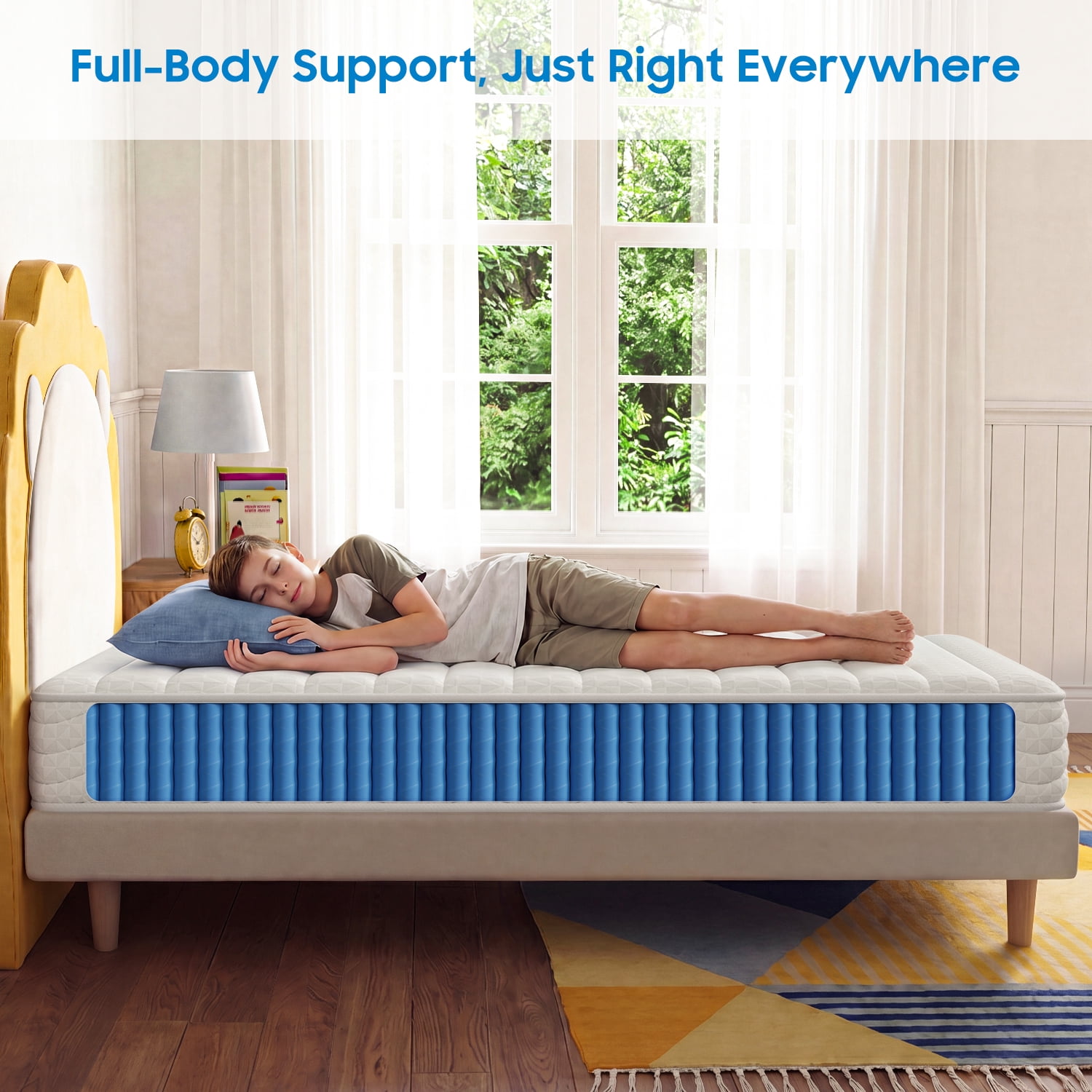 BedStory 8 in Twin Memory Foam Mattress, Tight-Top Medium Firm Pocket Spring Hybrid for Pressure Relief (White, 8 in) sh45w