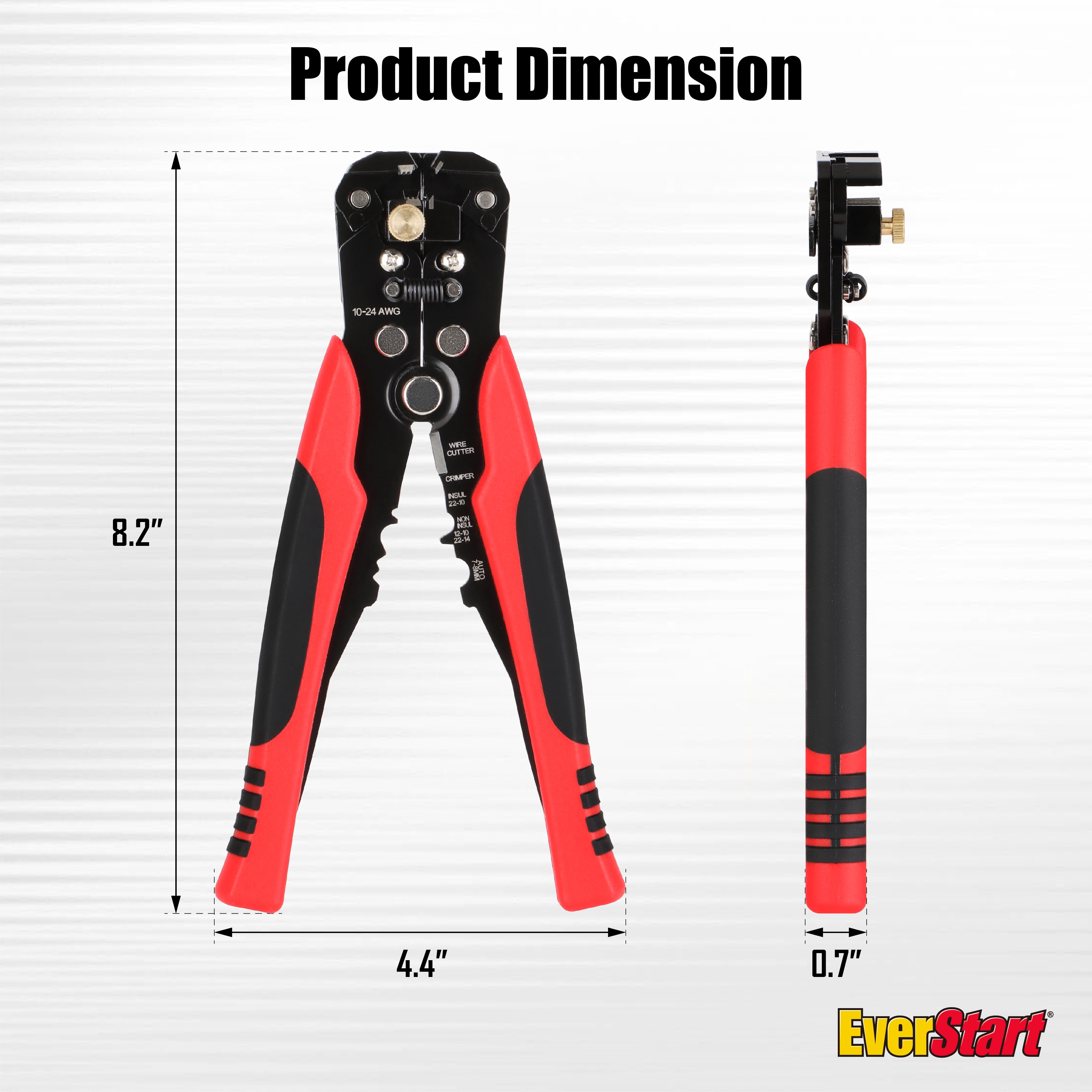 EverStart Self-Adjusting Wire Stripper for 10-24 AWG Wires (Black, 8 in) aqyye