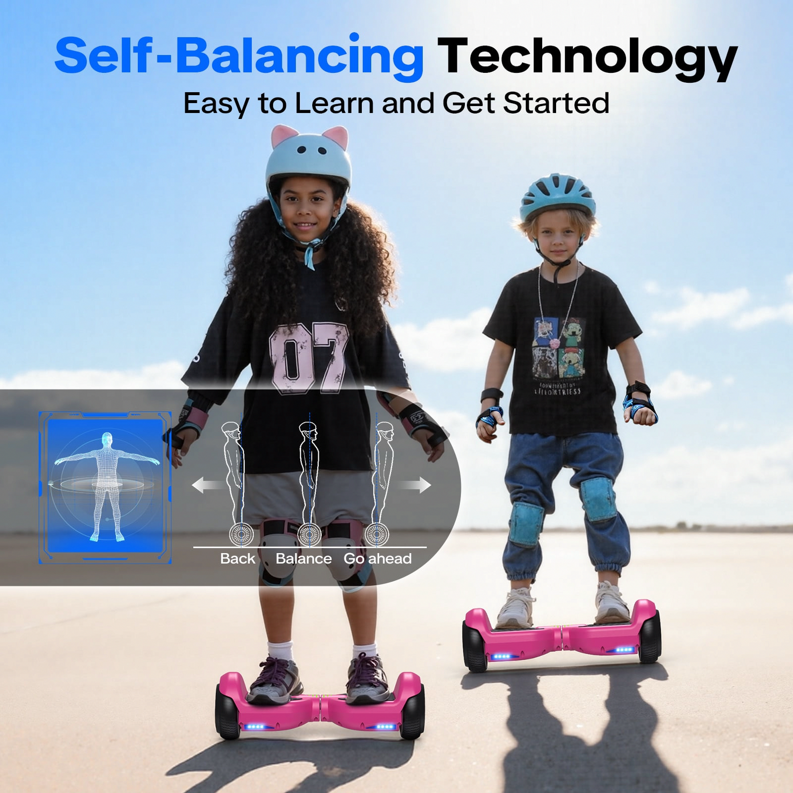 Tcdjtc Self-Balancing Hoverboard with Bluetooth Speaker and LED Lights (6.5 in Wheels) deynl