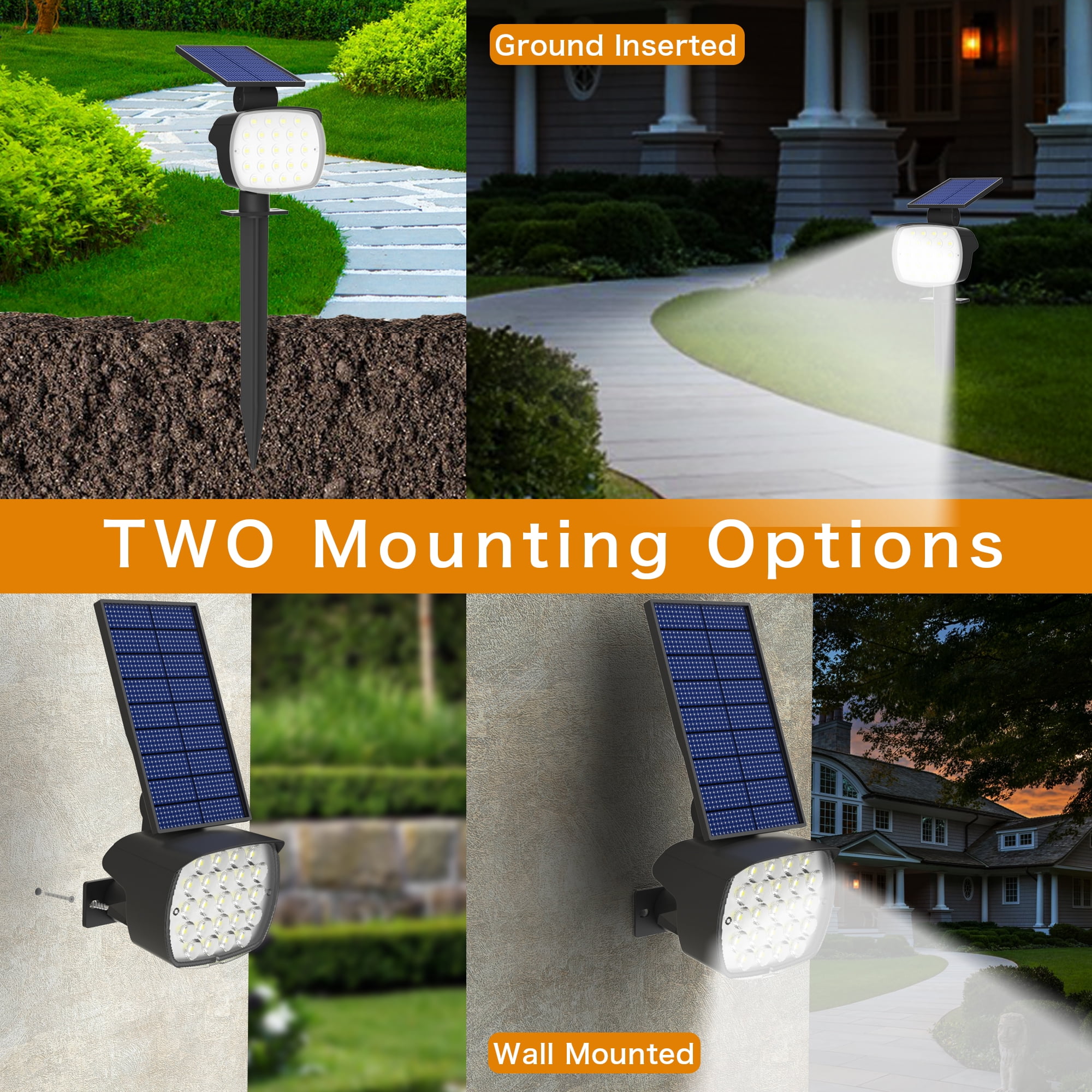 CHARKEE Solar Spot Lights Outdoor Waterproof LED Landscape Lighting (White, 4 Pack) ixmot