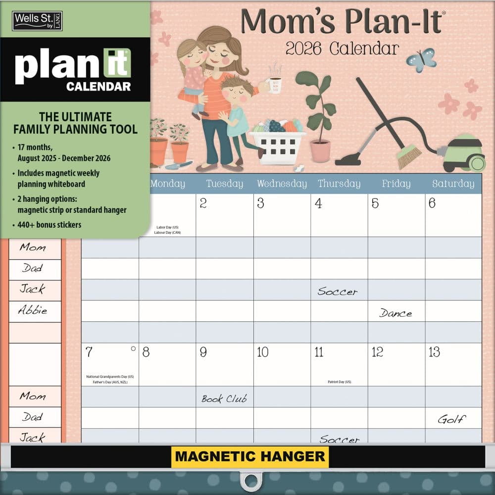 Wells Street by LANG Moms Plan It 2026 Wall Calendar (17-Month, 12 in x 12 in) vmm49