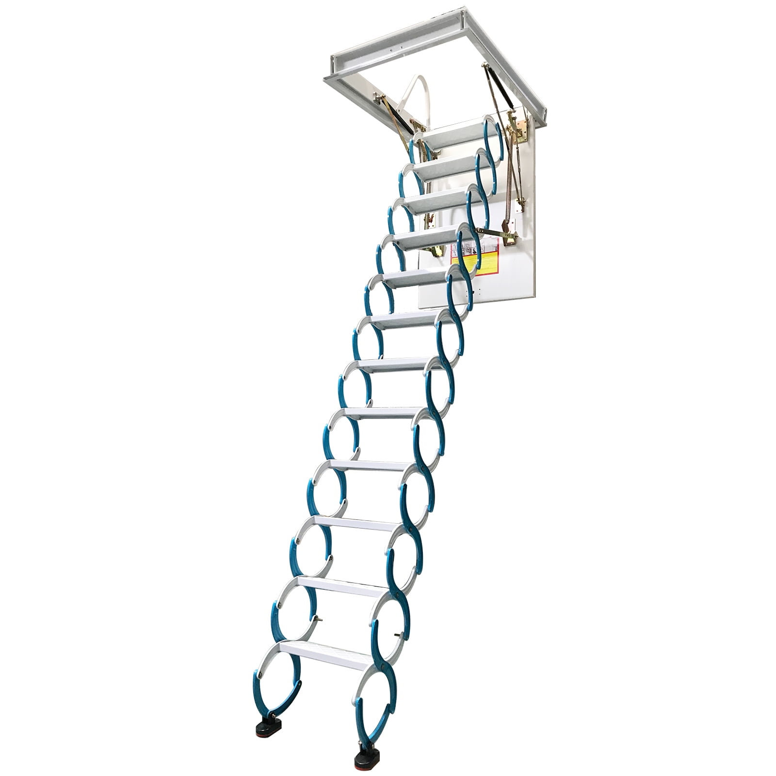 Banfluxion Attic Pull Down Ceiling Ladder, Heavy-Duty Folding Loft Stairs with 12 Steps (Blue, 9.84 ft) nb02c