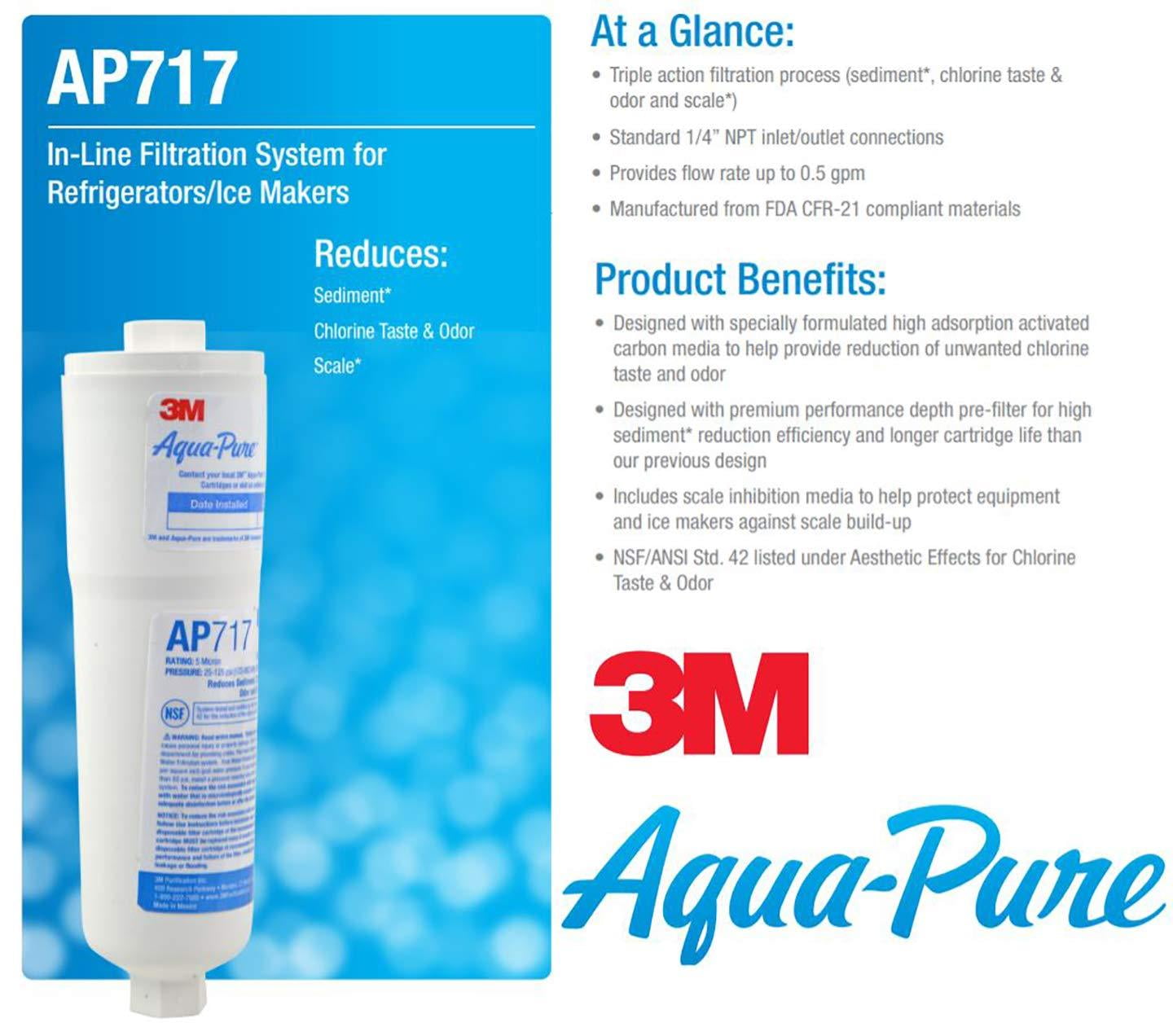3M Aqua-Pure In-Line Water Filter System for Refrigerators and Ice Makers (AP717, 1 Pack) 0t4ky