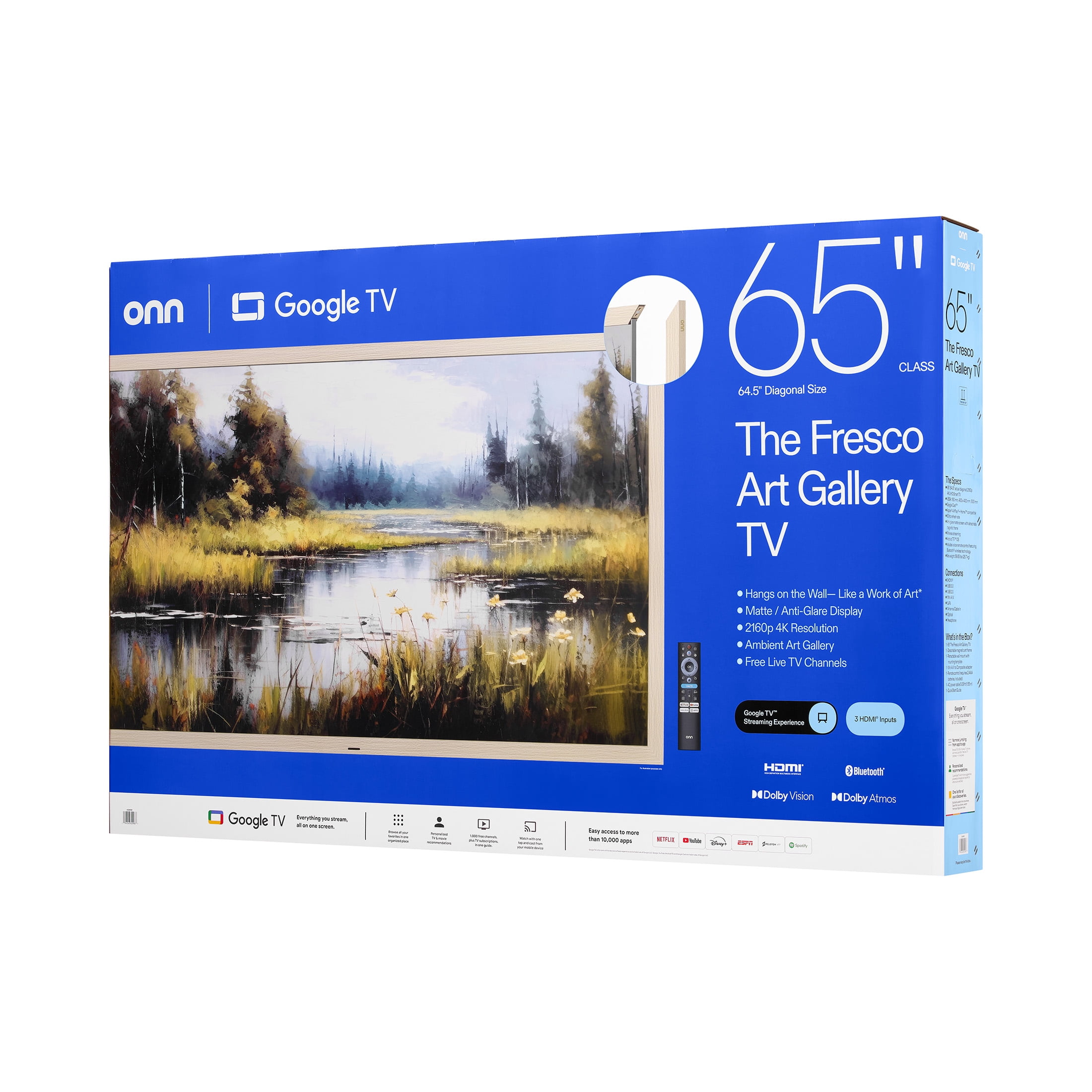 onn 65 in The Fresco Art Gallery 4K UHD Google TV with Gemini (Golden Brown, 65 in) oqgg7