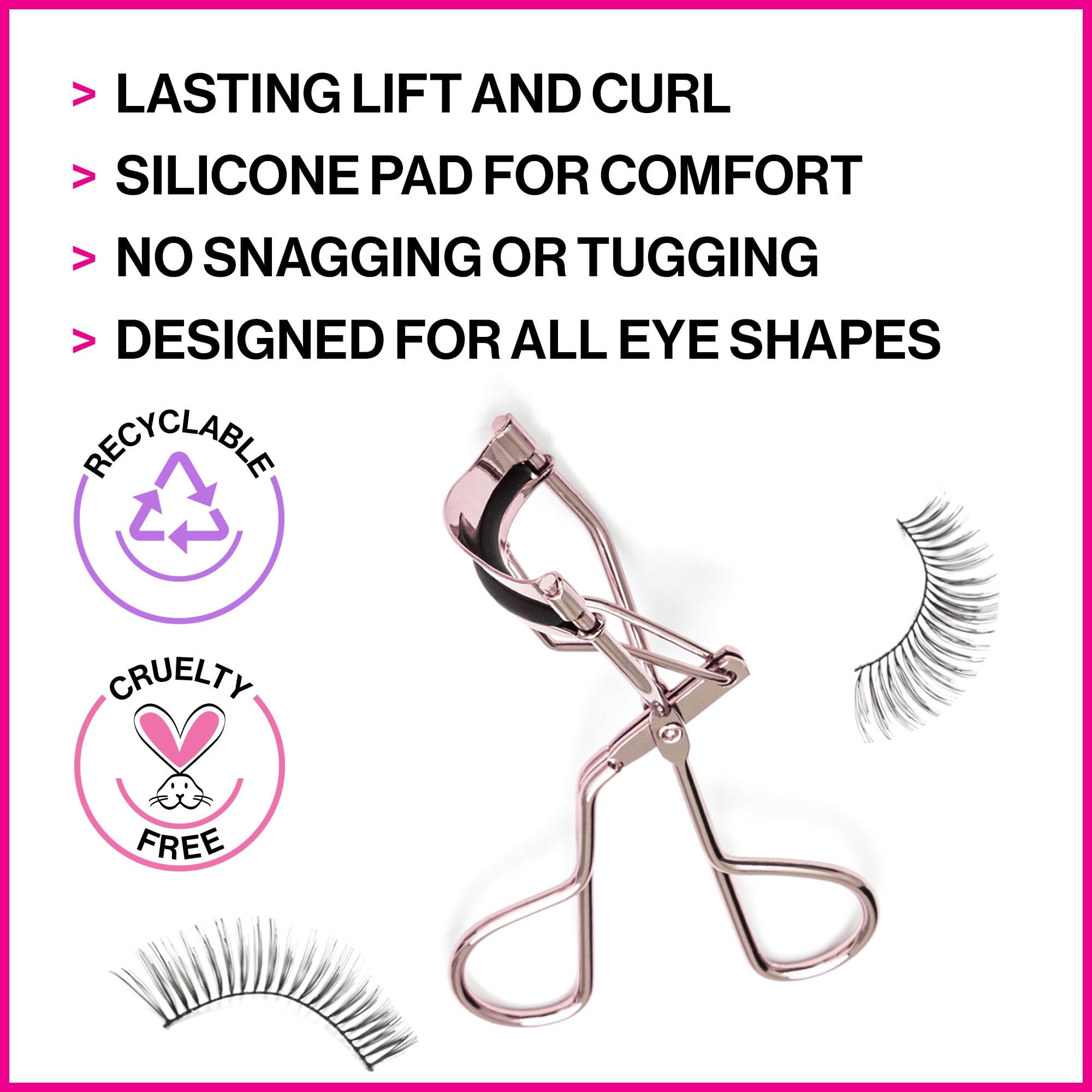 Wet n Wild High on Lash Eyelash Curler, Pinch-Free Metal Design (Pink, 1 Count) 68073