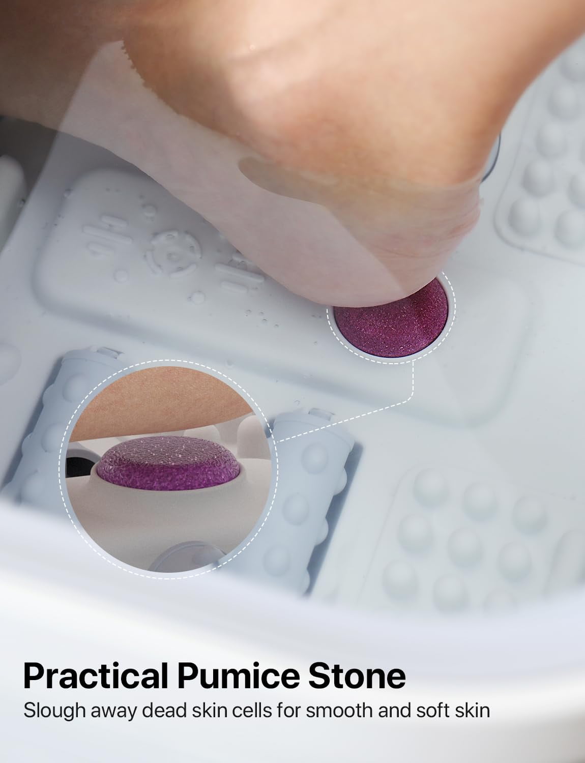 ALLJOY Collapsible Foot Spa Massager with Heat and Bubble Function (6 Massage Rollers, 4.1 in Foldable) 9ybte
