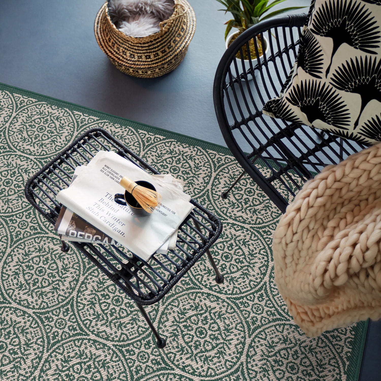World Rug Gallery Transitional Floral Circles Indoor/Outdoor Area Rug (Green, 5 ft x 7 ft) j5wii