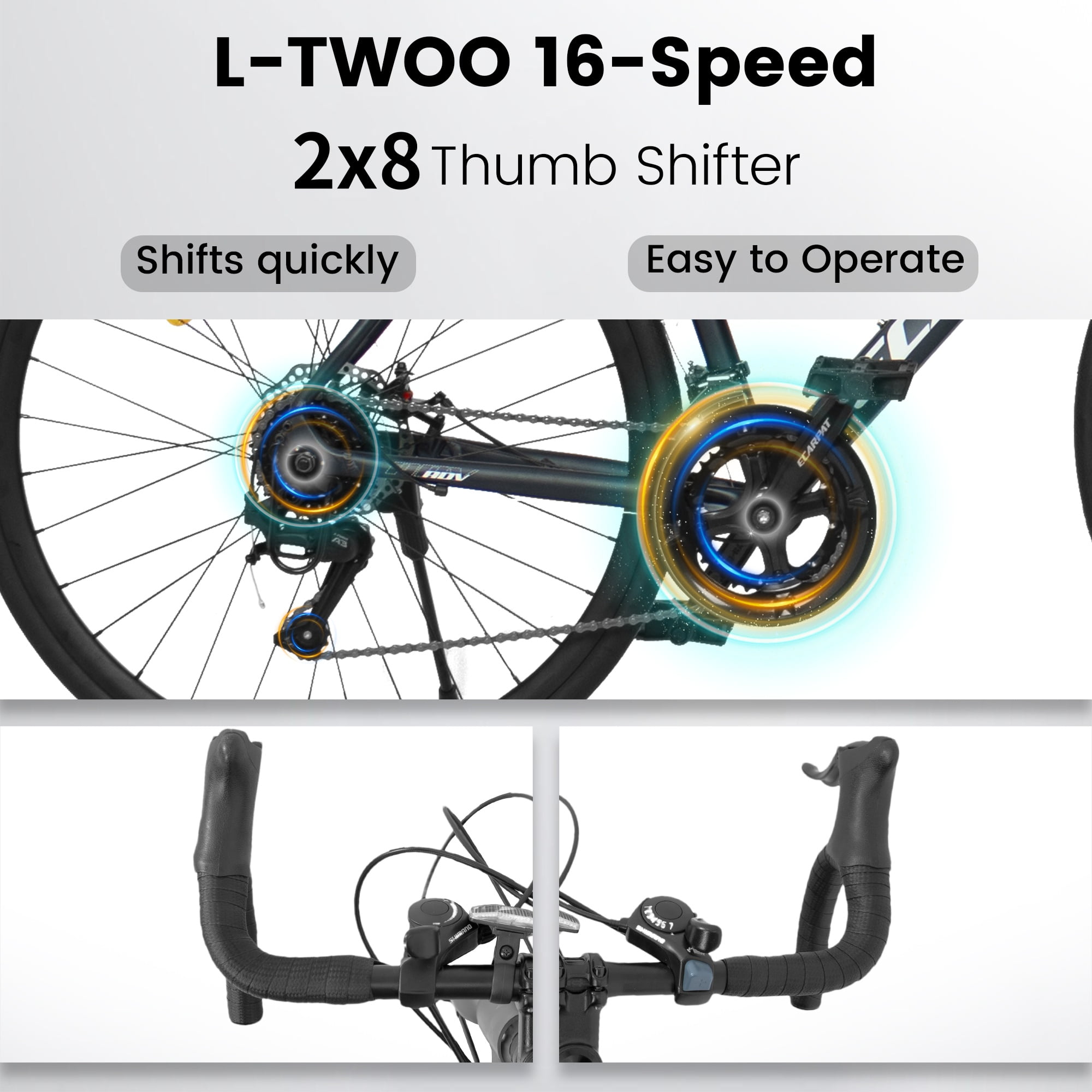 Ambifirner 700C Road Bike, 16-Speed Aluminum Frame Racing Bicycle (Blue, Large) yyu5n