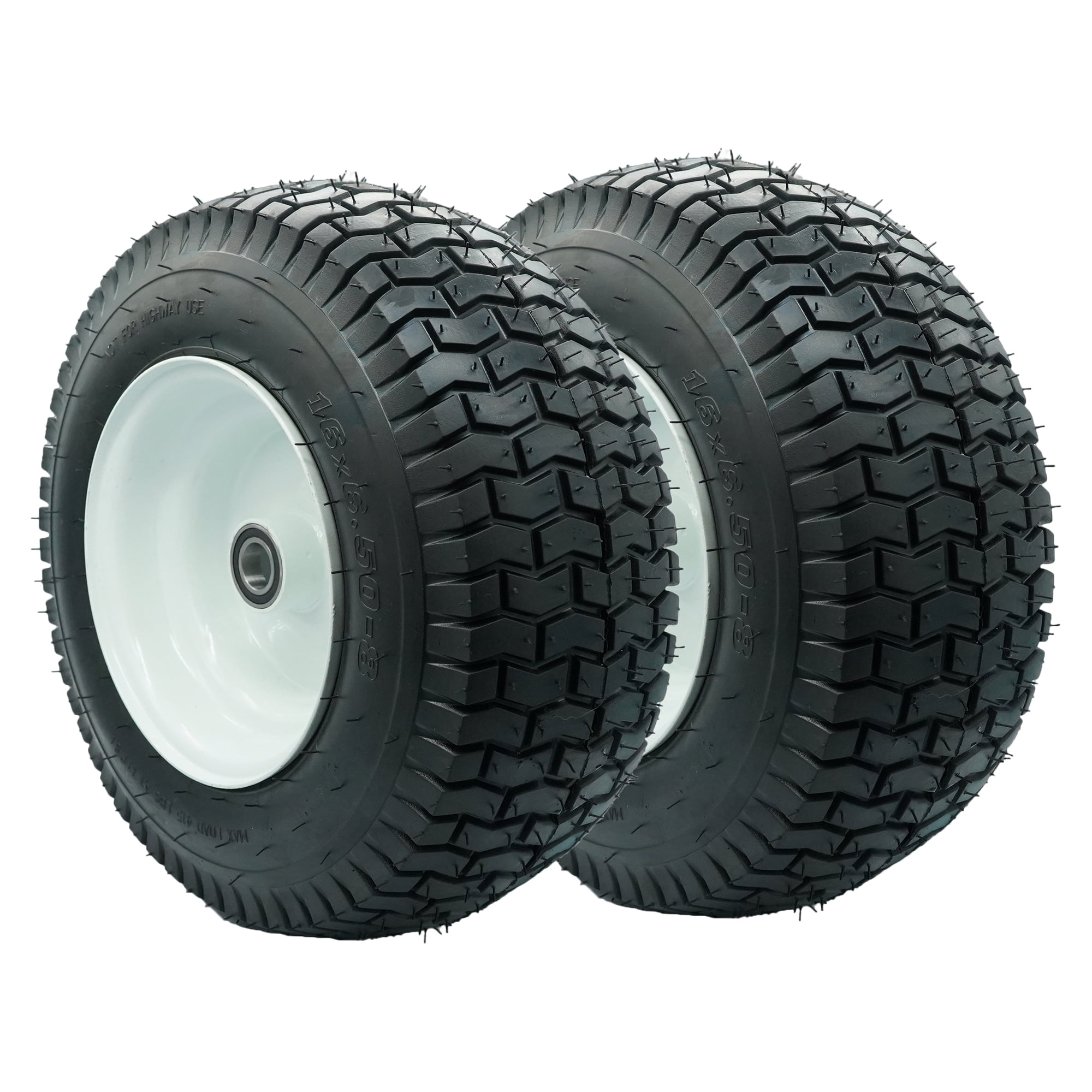 Ogracwheel 16x6.50-8 Lawn Tractor Tire and Wheel Assembly, Turf Tread, 3 in Centered Hub, 1 in Axle, Set of 2 wpkf6