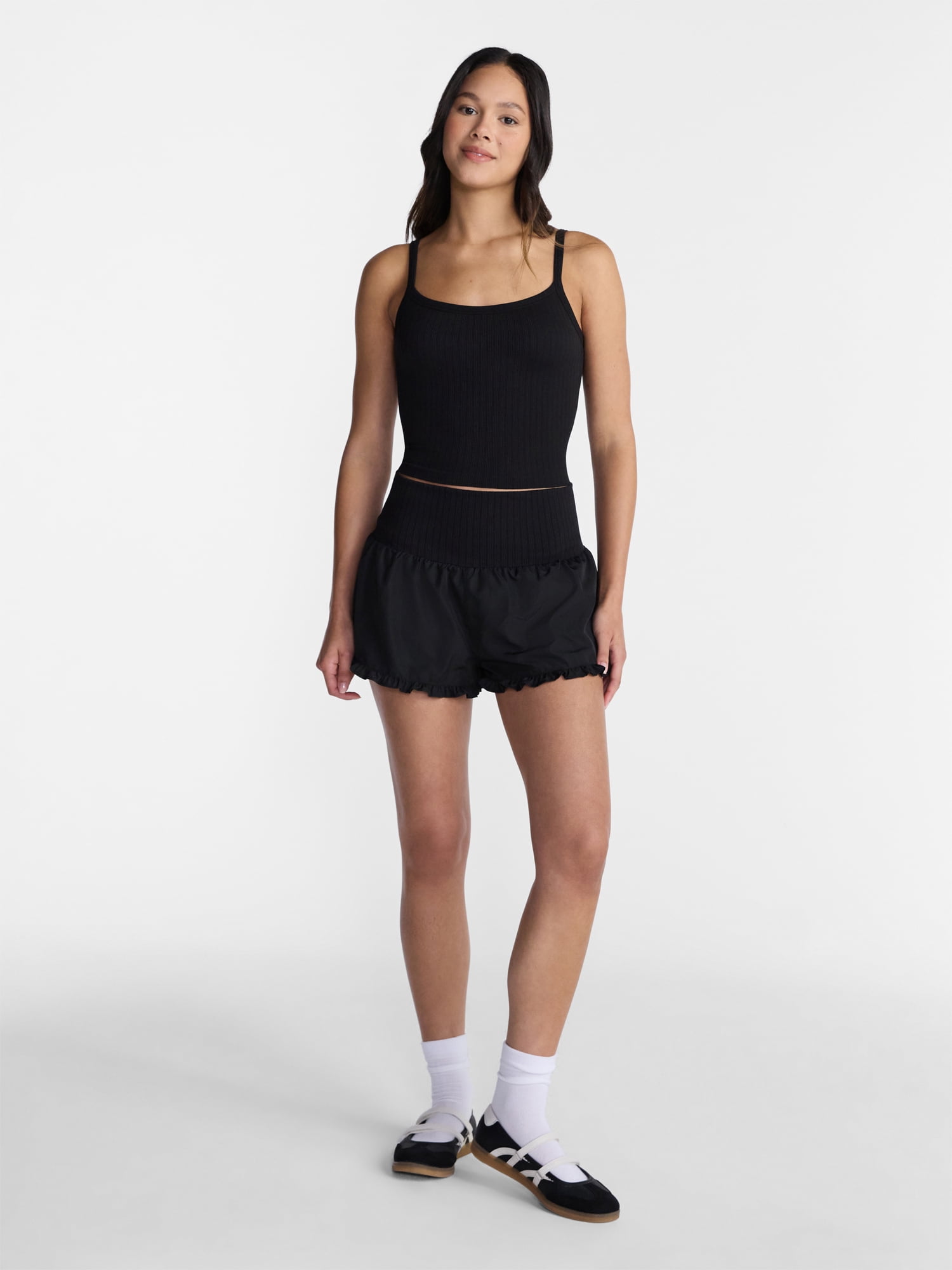 No Boundaries Women's Seamless Cropped Tank Top (Black, XXS) xpetu