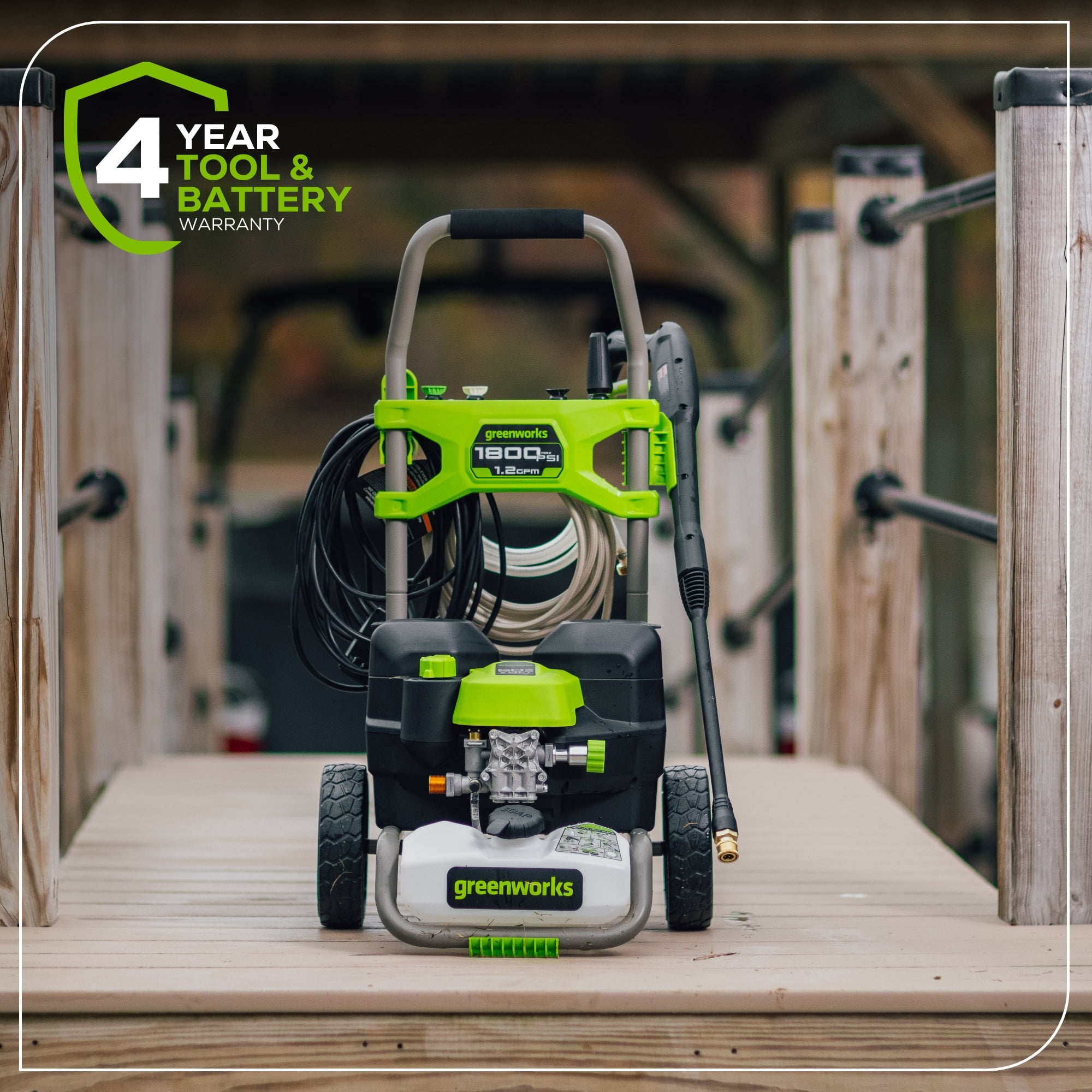 Greenworks 60V Hybrid Electric Pressure Washer (1800 PSI, 1.2 GPM, Includes 2 Batteries and Charger) s6wxl