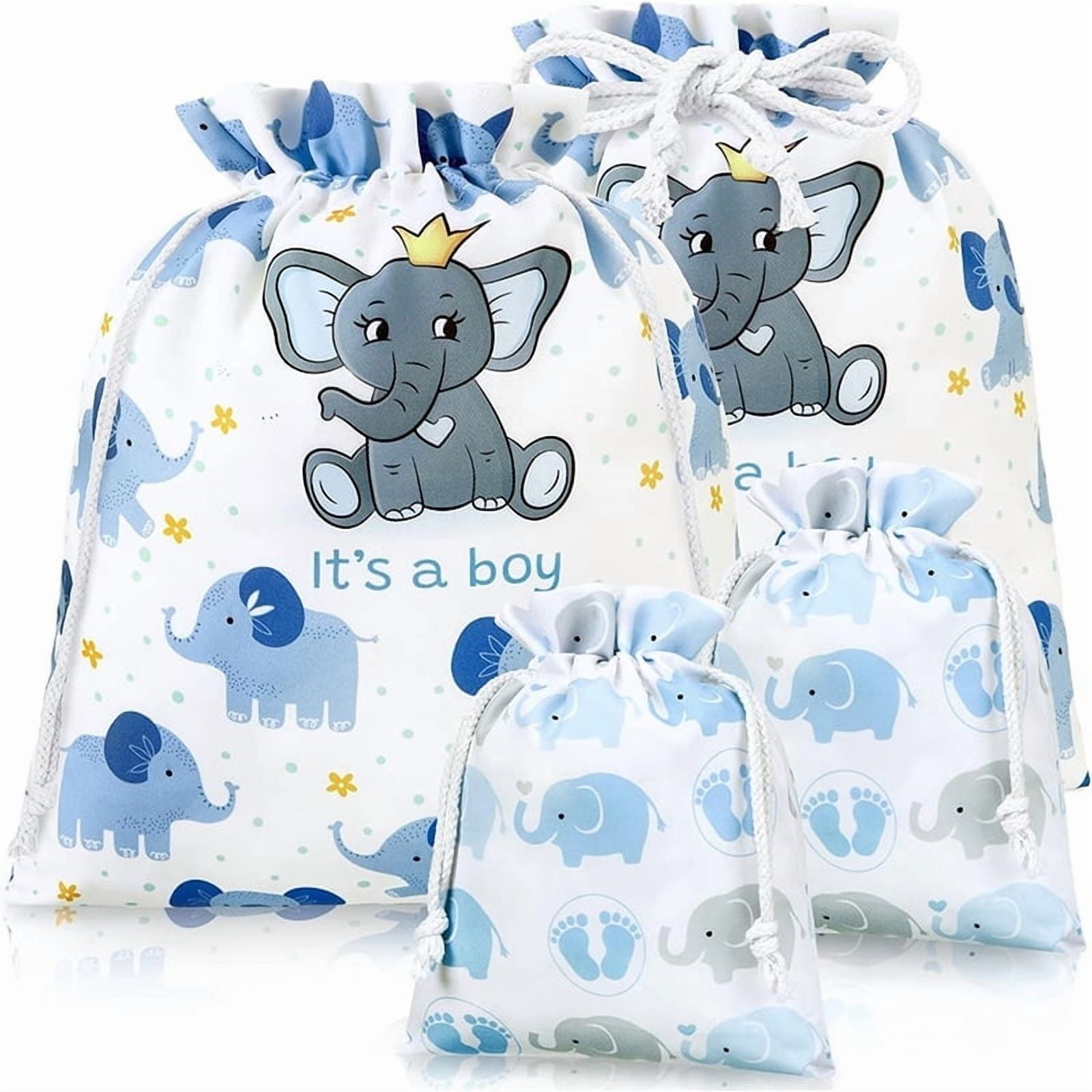 SWAJUJA Drawstring Gift Bags Reusable Fabric Treat Sacks for Party Favors (Elephant, 4 Pack, 20 in and 12 in) 0u5nl