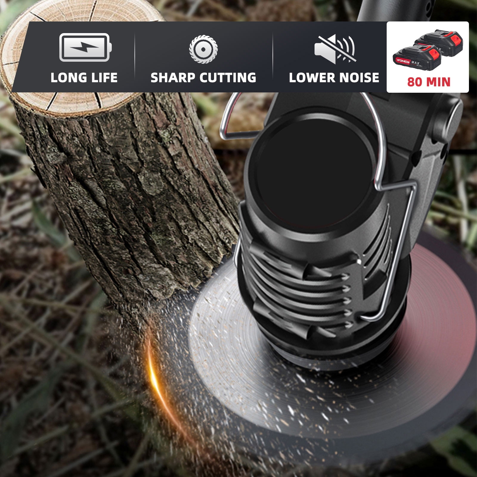 Paddsun 3-in-1 Cordless Electric Weed Eater with Wheels, Adjustable Telescoping Handle and 3-Blade System (Black) 08krj