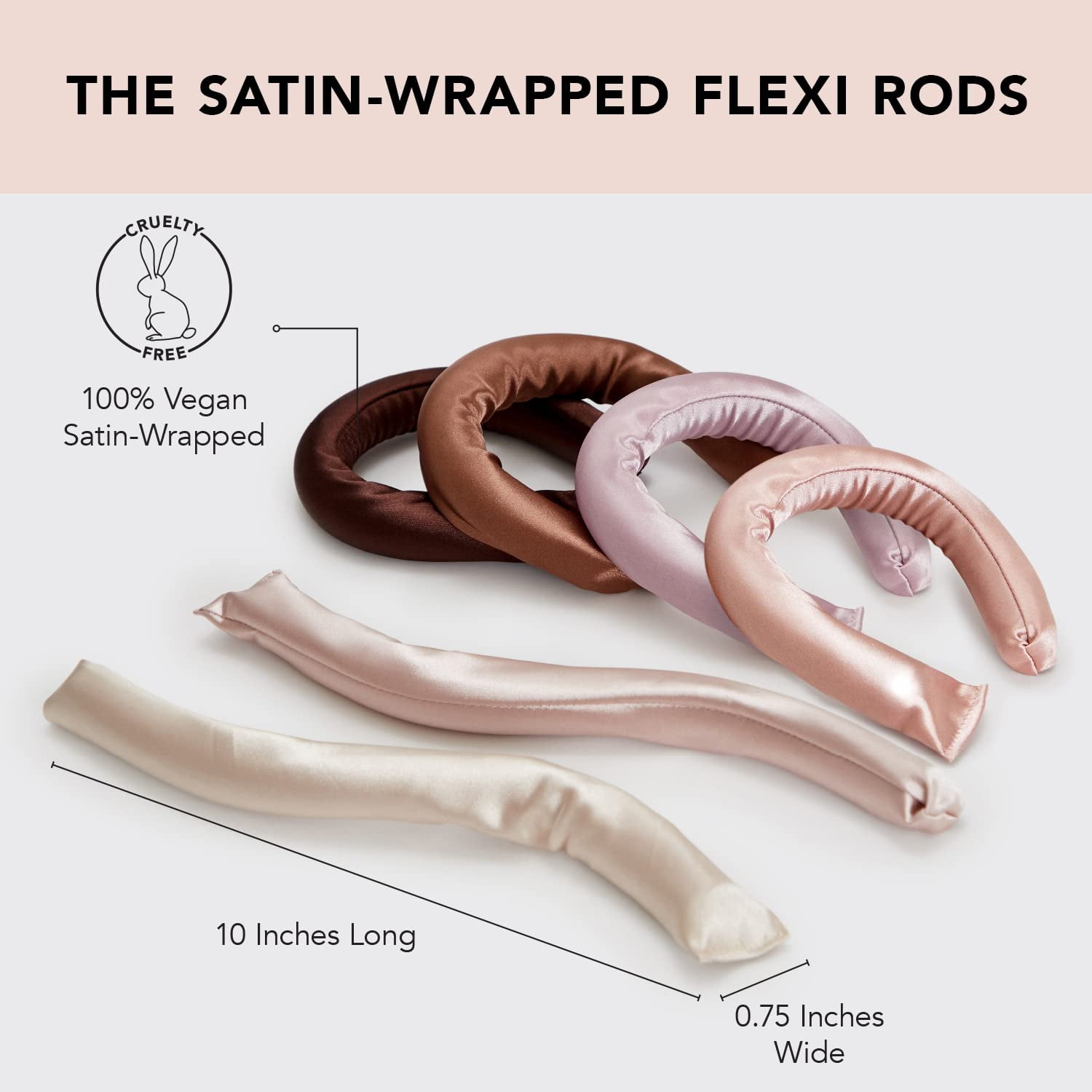 Kitsch Flexi Rods Heatless Hair Curler, Satin Covered Curling Rod (Rosewood, 6pcs) wtirl