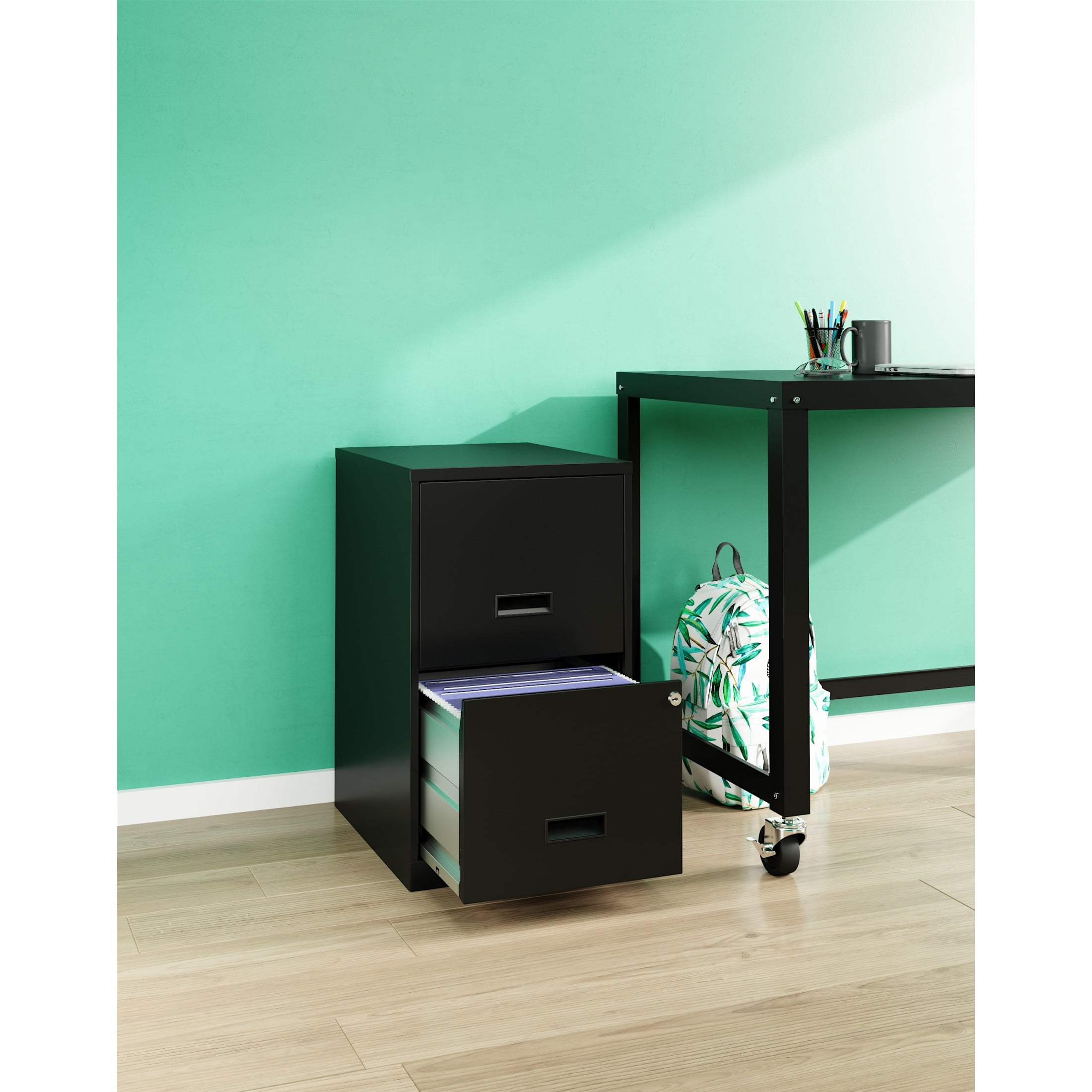 Space Solutions 2-Drawer Vertical File Cabinet for Letter-Size Hanging Folders (Black, 18 in Deep) 47eyl