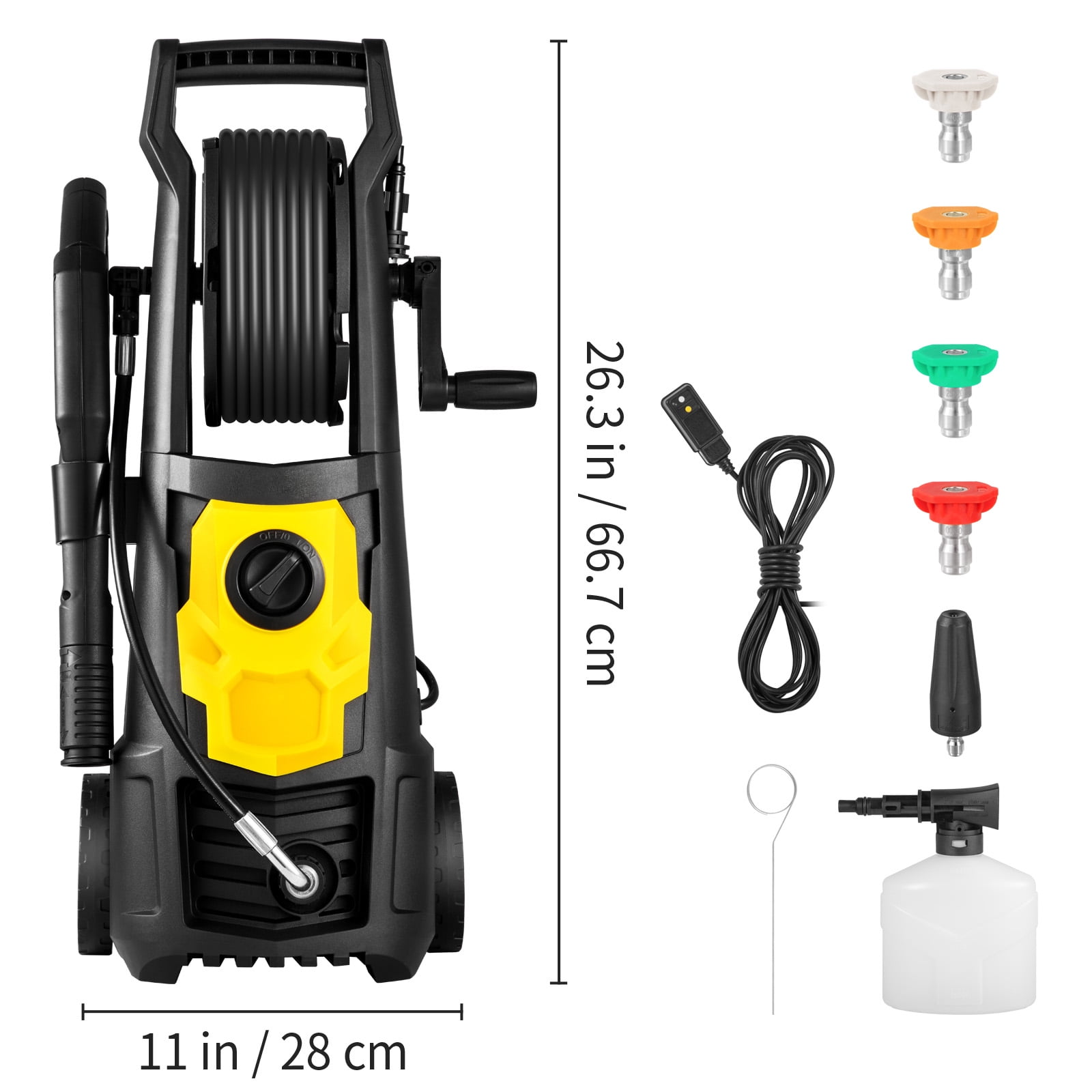 BENTISM Electric Pressure Washer, 2000 PSI 1.65 GPM Power Washer with 30 ft Hose Reel and 5 Quick Connect Nozzles (Black) znfxj