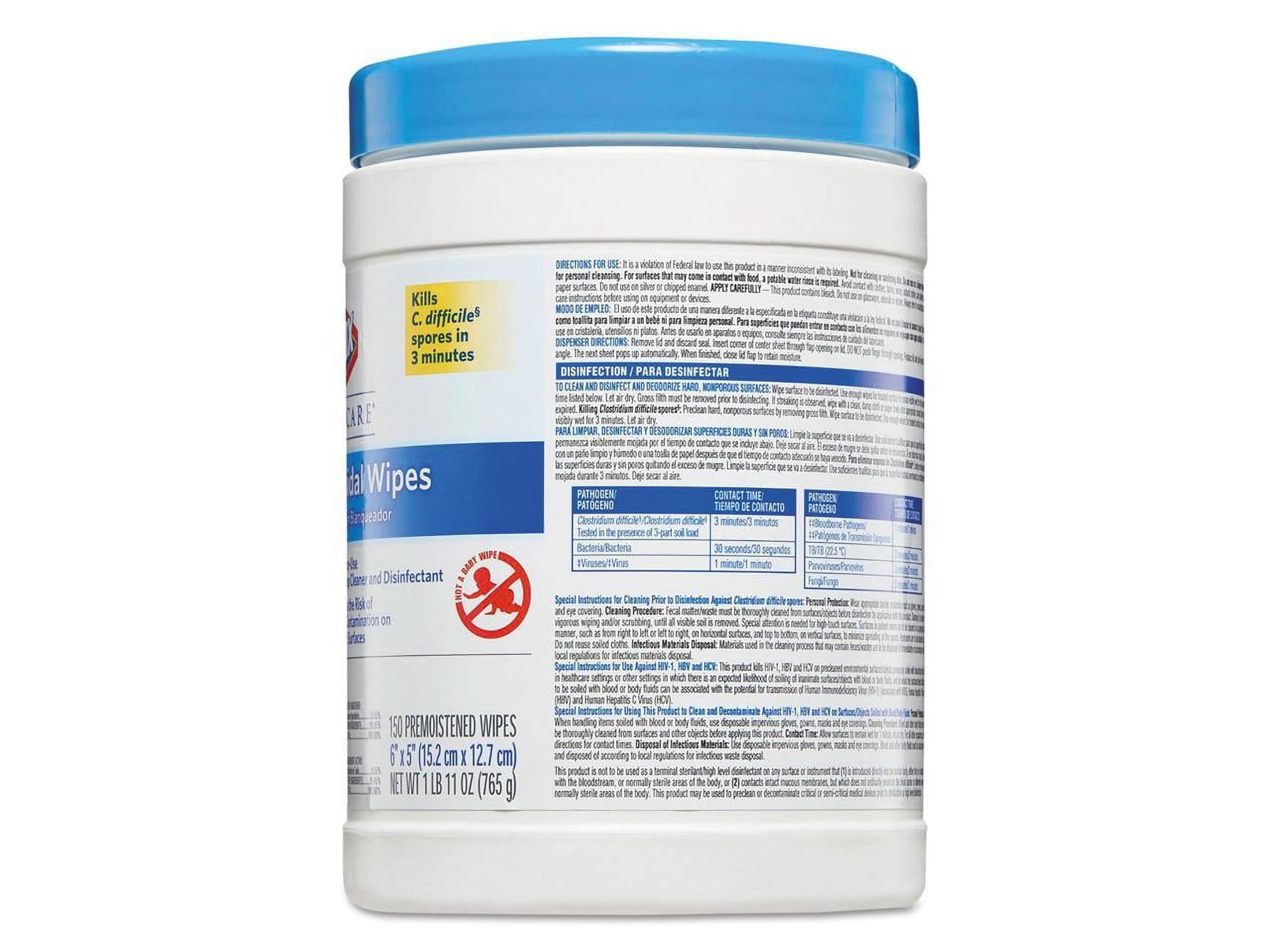 Clorox Healthcare Bleach Germicidal Wipes, EPA Registered Disinfectant (White, 150 Count) 8ri8l
