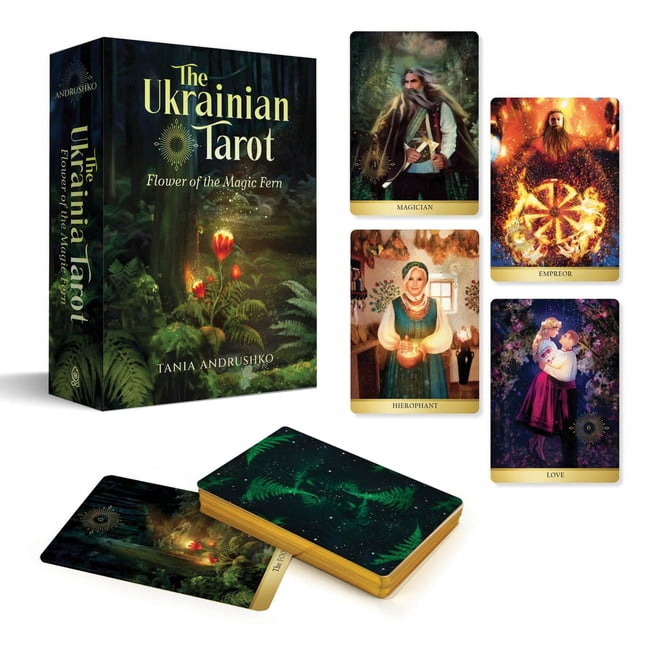 Tania Andrushko The Ukrainian Tarot: Flower of the Magic Fern (78-Card Deck and Guidebook Set) 46gfi