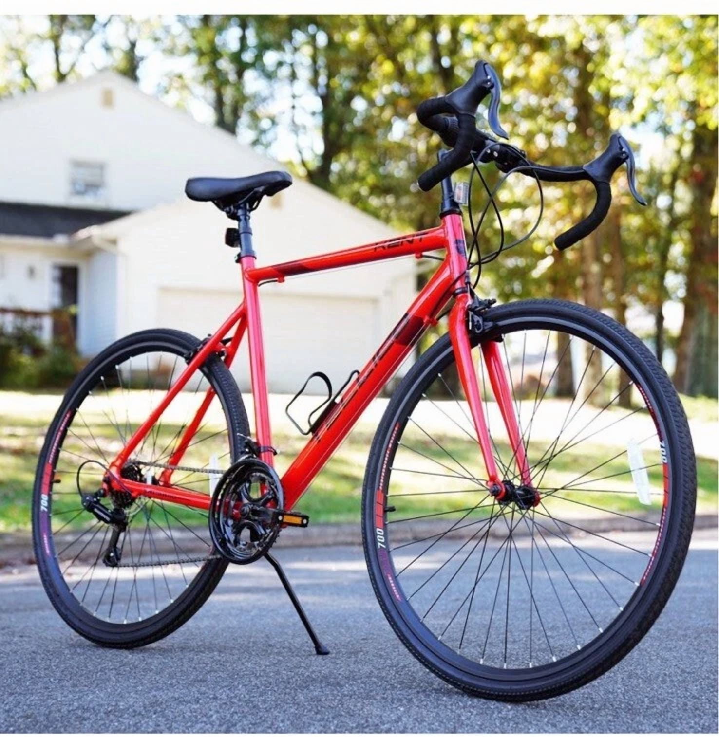 Kent Bicycles Tellico Adult Road Bike, Lightweight Aluminum Frame, 21-Speed Drivetrain (Red, 28 in) vnp4l