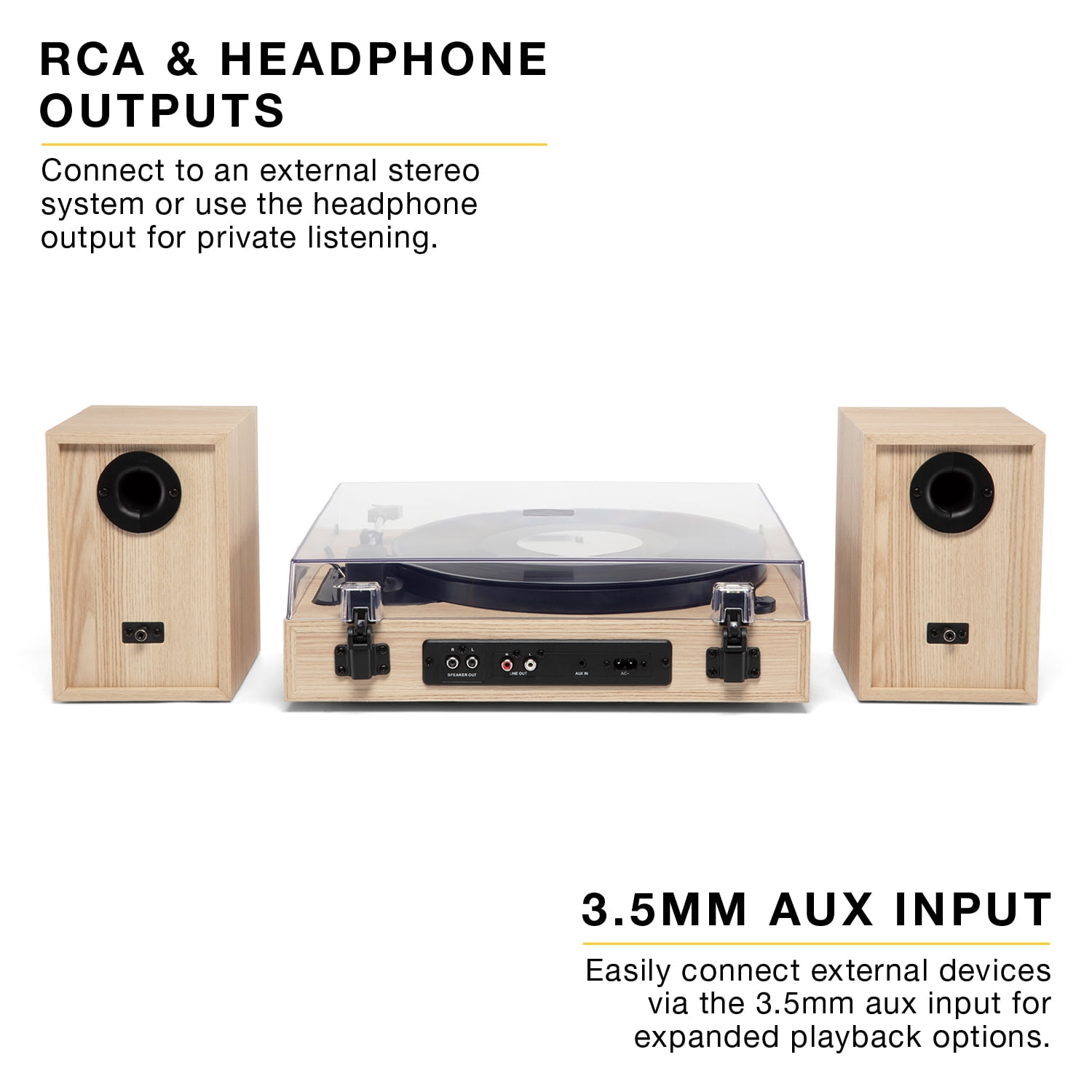 Victrola Harmony Bluetooth Turntable System with Speakers (Natural, 17.5 in x 14.5 in x 4.5 in) qrrq3