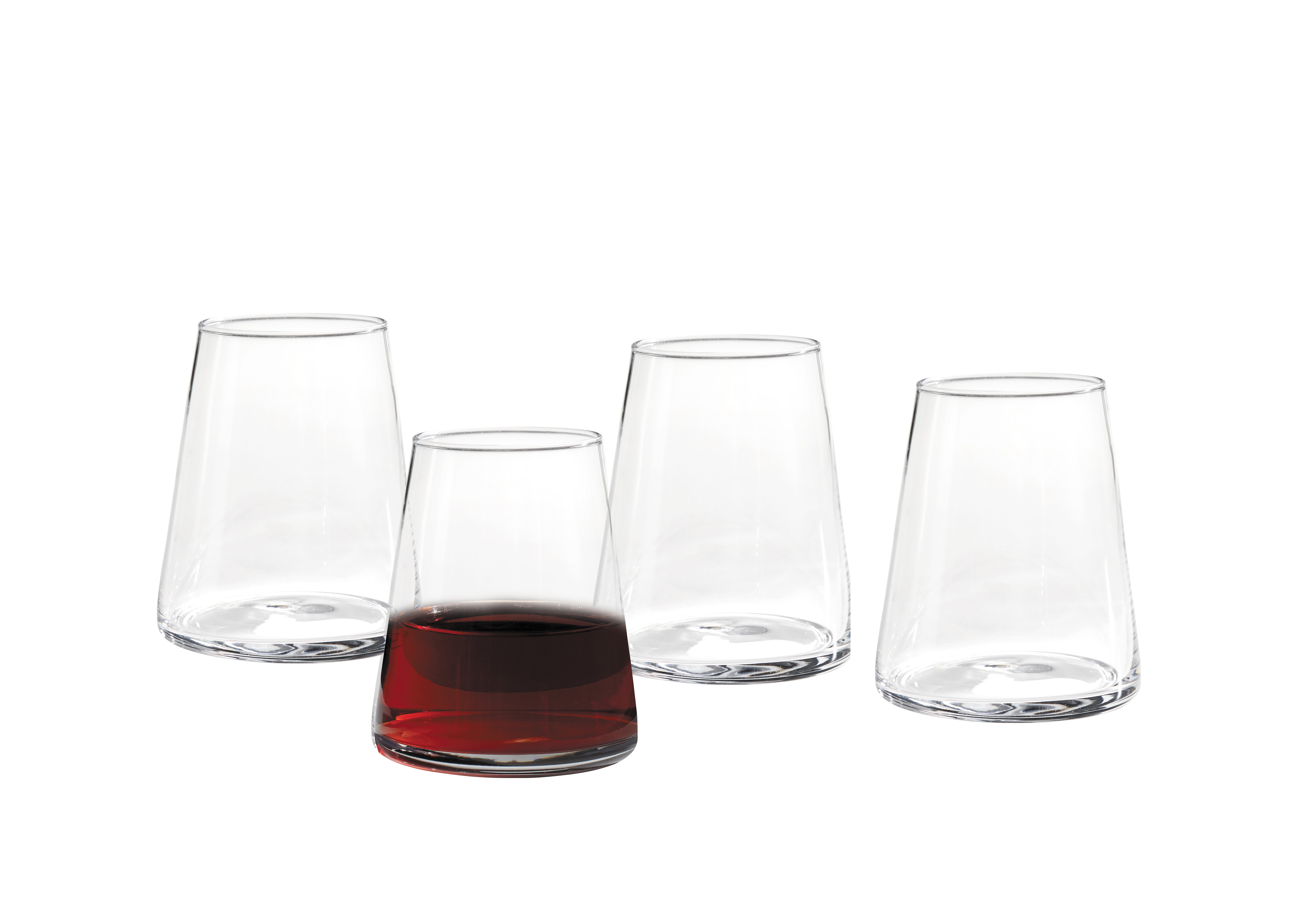 Better Homes & Gardens Flared Stemless Wine Glass Set, Contemporary Drinkware (Clear, 17 oz, Set of 4) 3477y