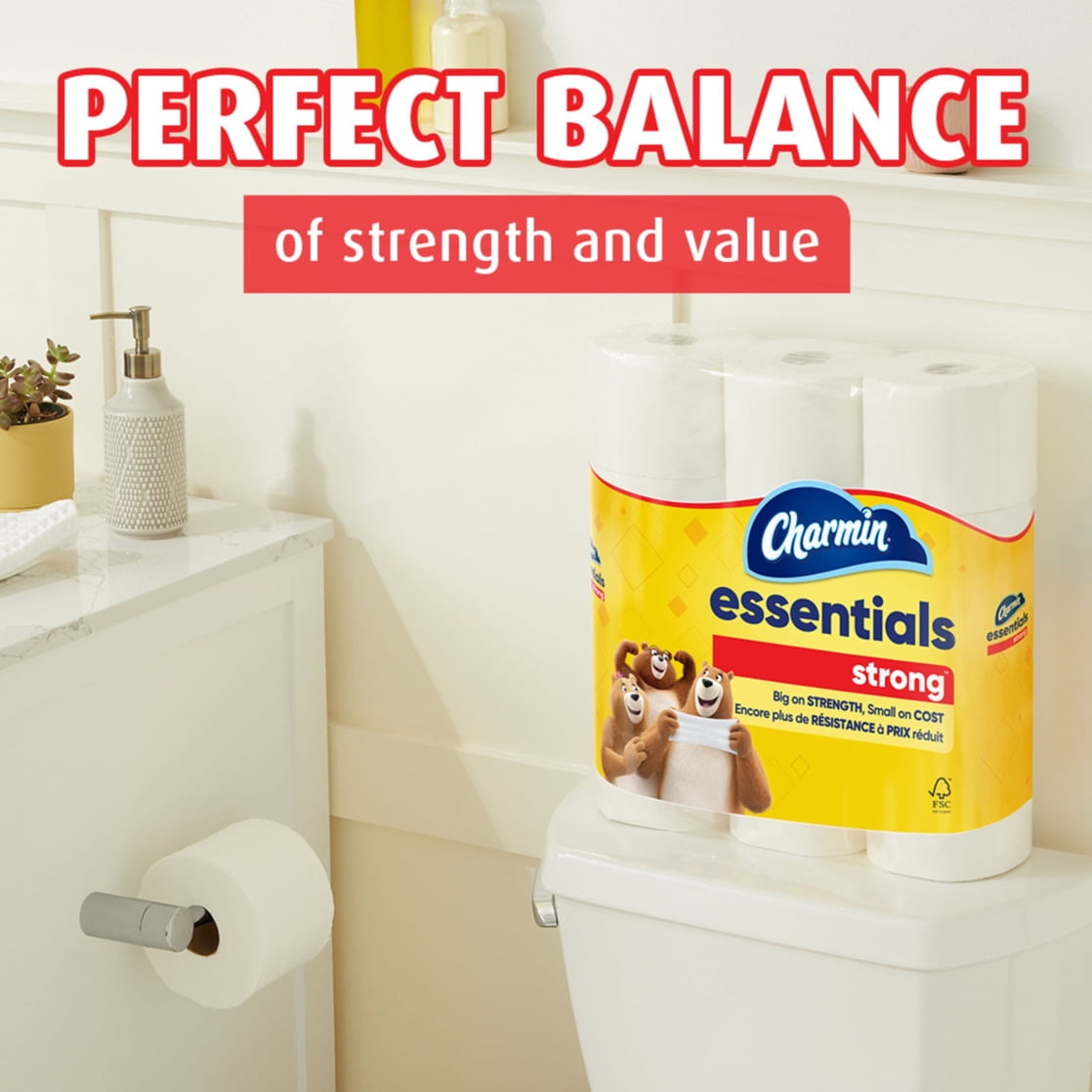 Charmin Essentials Strong Toilet Paper (12 Mega Rolls, 429 Sheets Per Roll) bjtvg