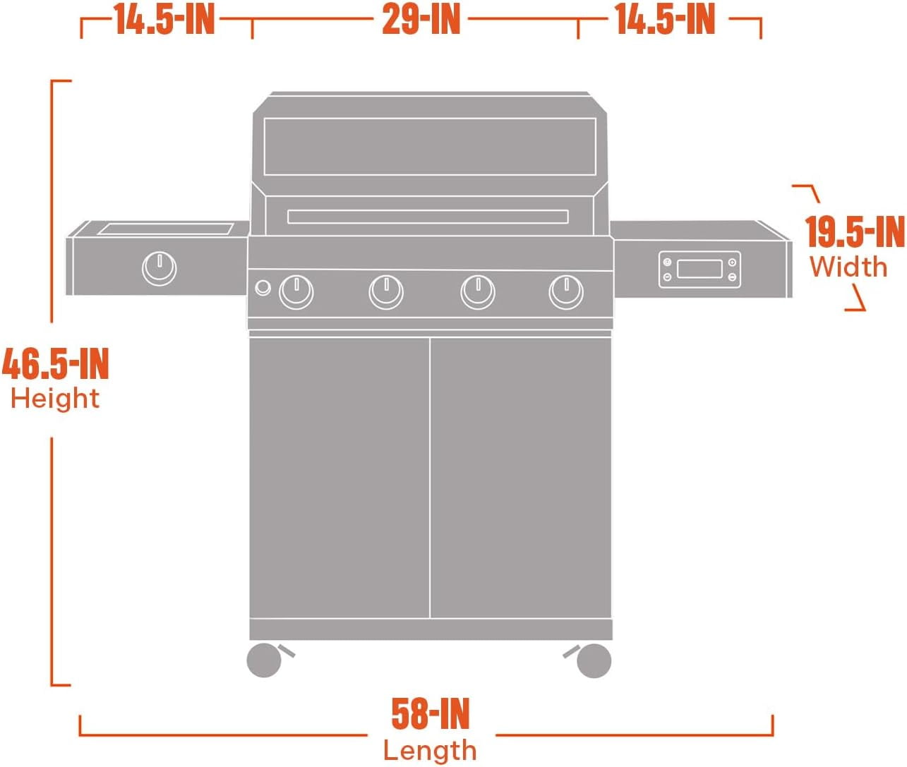 Monument Grills Denali 4-Burner Propane Gas Grill with Clearview Lid and Side Burner (Stainless Steel, 710 sq. in.) 5jyr6