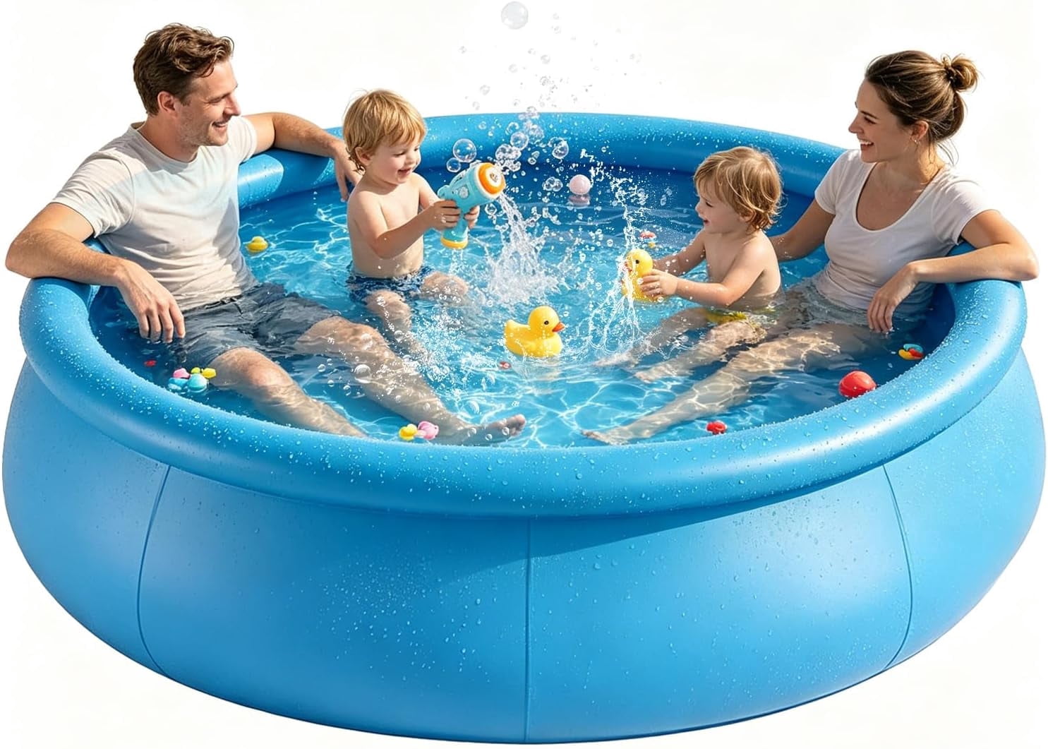Kimicare Inflatable Swimming Pool for Kids and Adults, Heavy-Duty Outdoor Backyard Pool (Blue, 8 ft x 25 in) 53od8